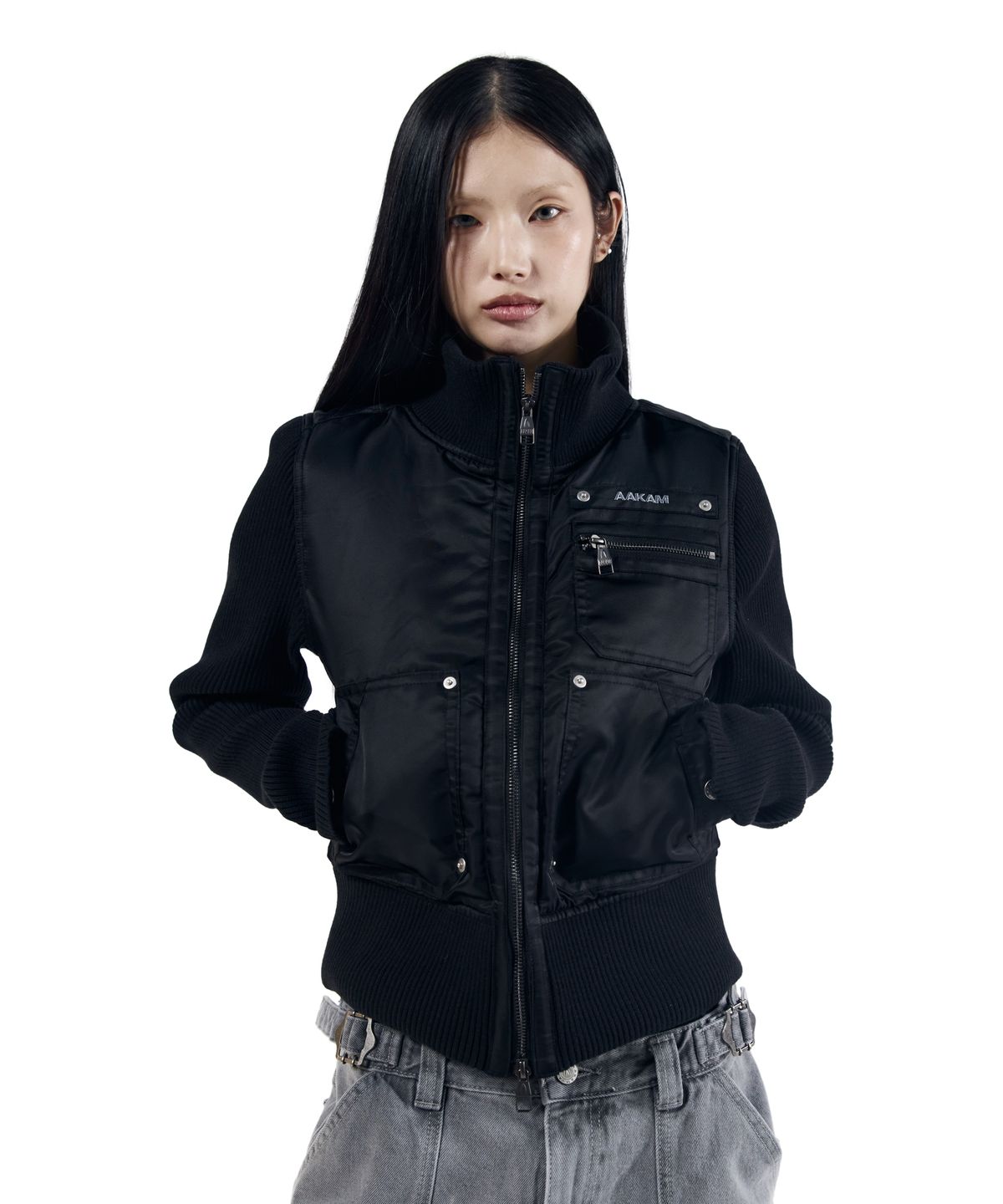 아캄(AAKAM) Knitted Nylon Jacket (Black)