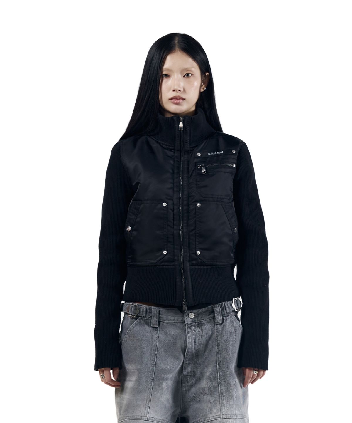 아캄(AAKAM) Knitted Nylon Jacket (Black)