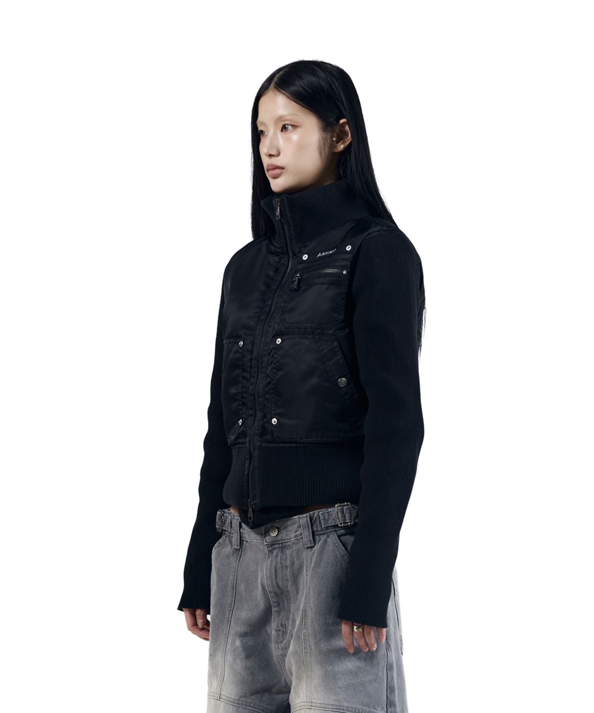 아캄(AAKAM) Knitted Nylon Jacket (Black)