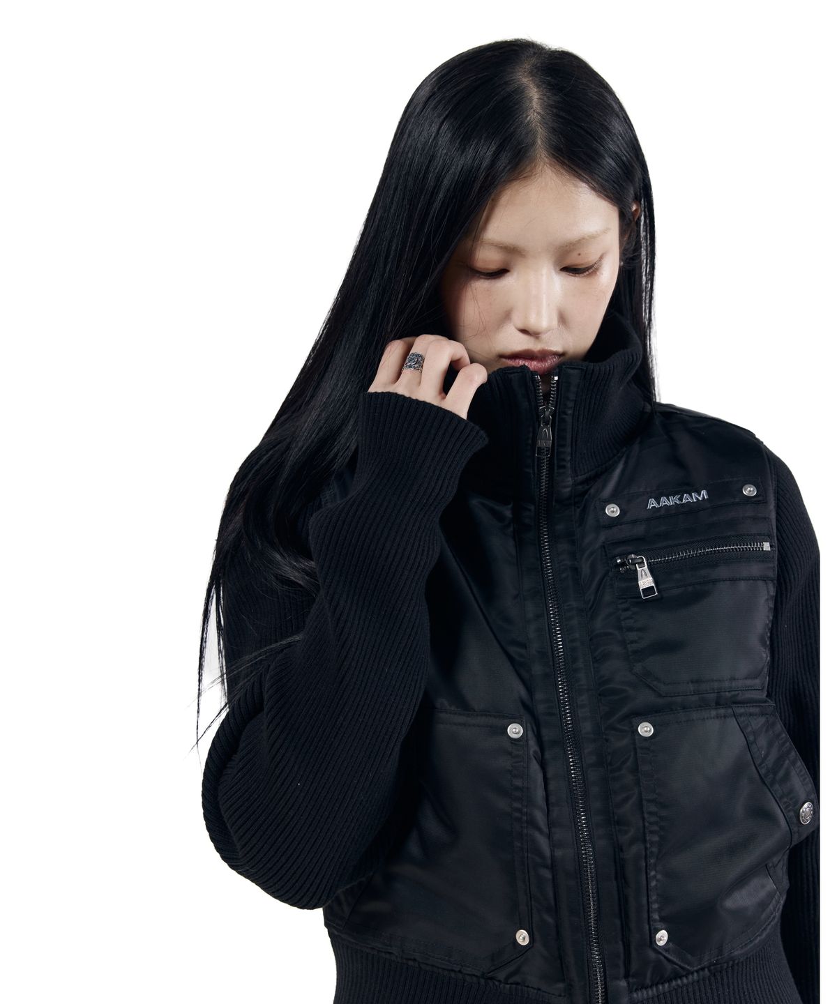 아캄(AAKAM) Knitted Nylon Jacket (Black)