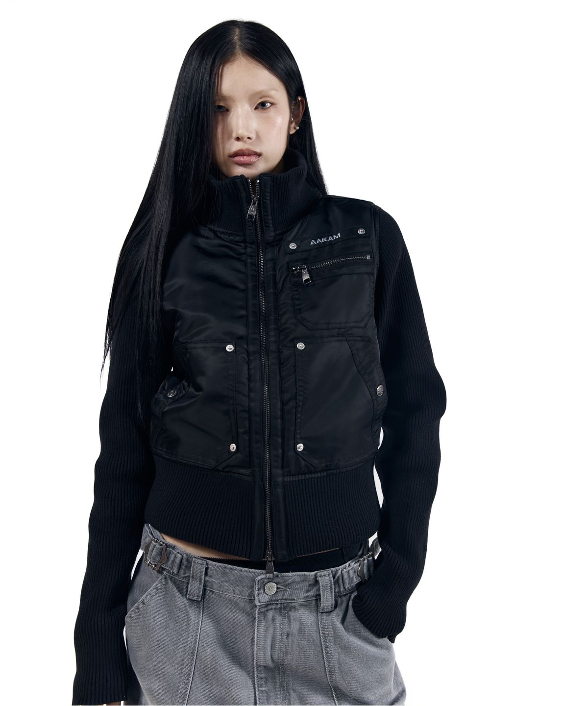 아캄(AAKAM) Knitted Nylon Jacket (Black)