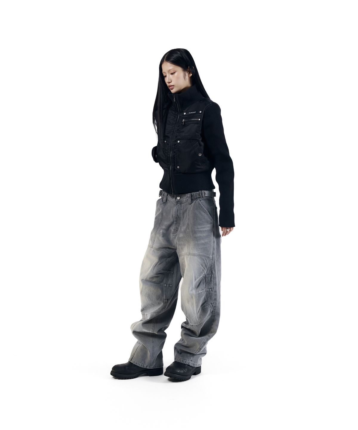 아캄(AAKAM) Knitted Nylon Jacket (Black)
