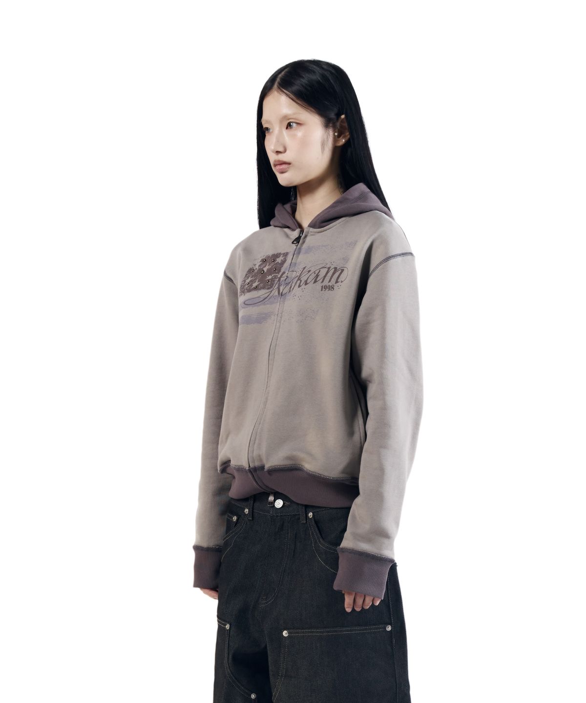아캄(AAKAM) Star-Spangled Zip-Up hoodie (Brown)