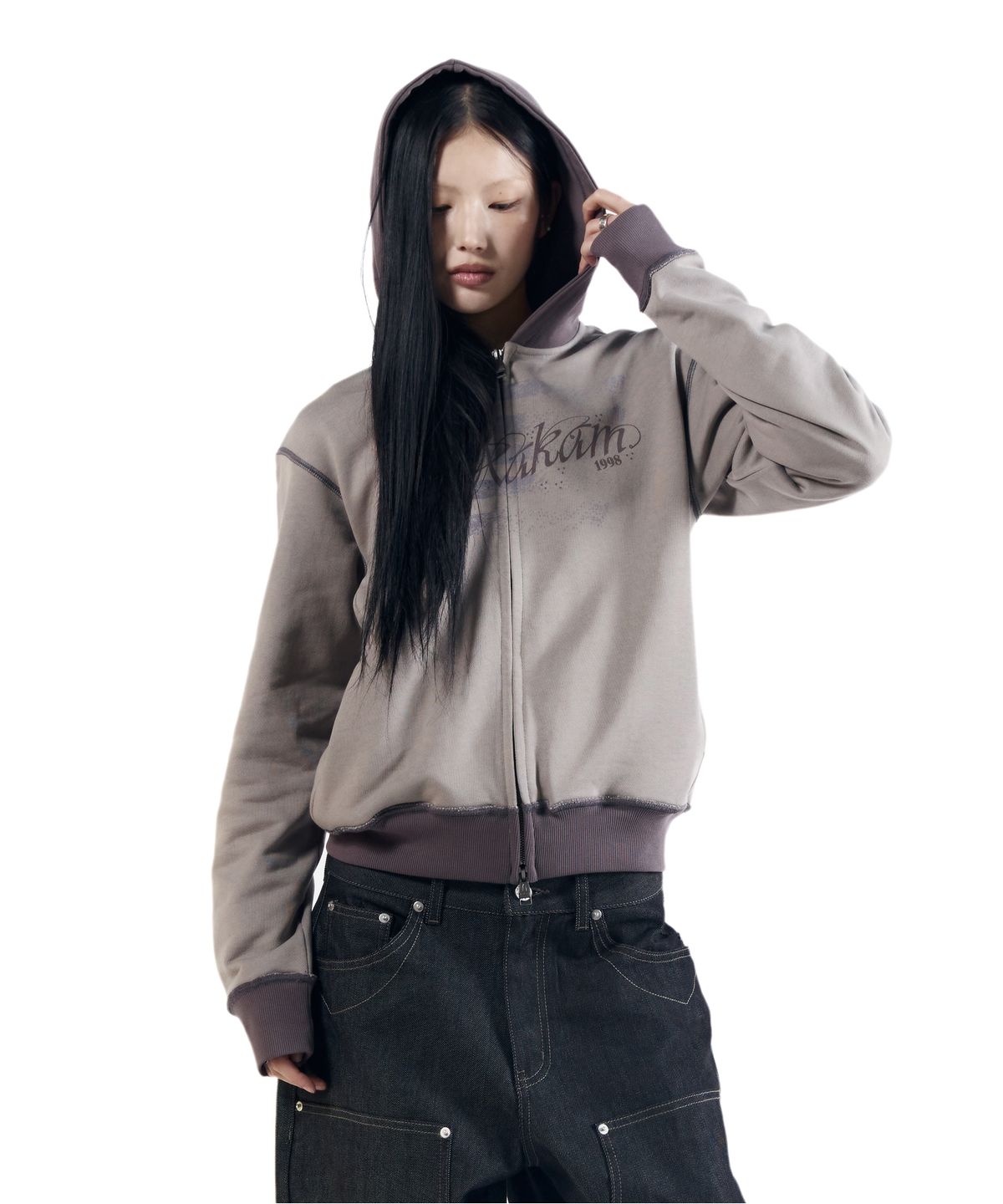 아캄(AAKAM) Star-Spangled Zip-Up hoodie (Brown)