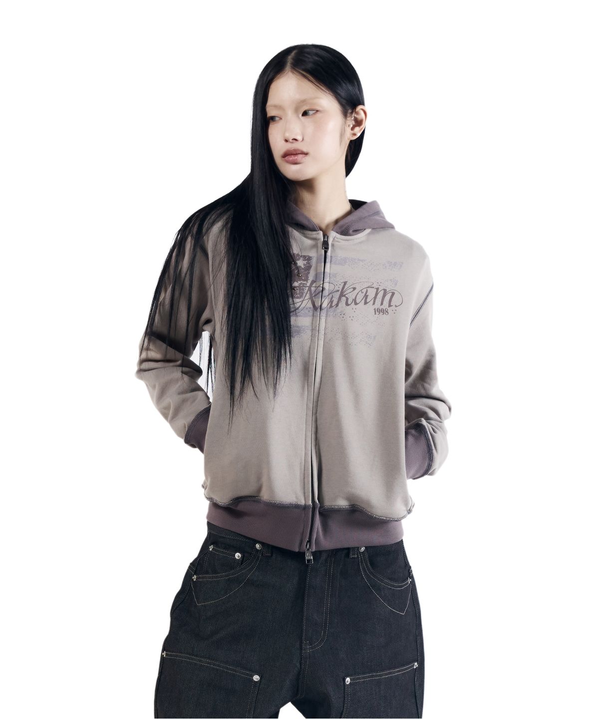 아캄(AAKAM) Star-Spangled Zip-Up hoodie (Brown)
