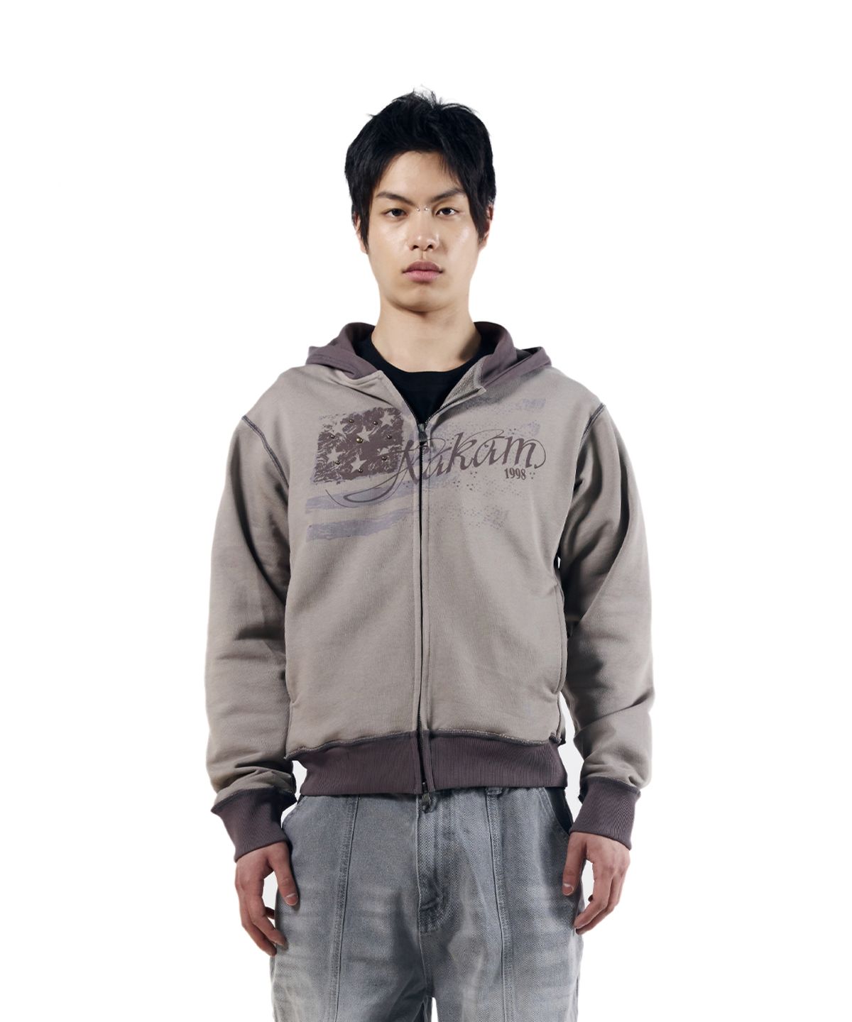 아캄(AAKAM) Star-Spangled Zip-Up hoodie (Brown)