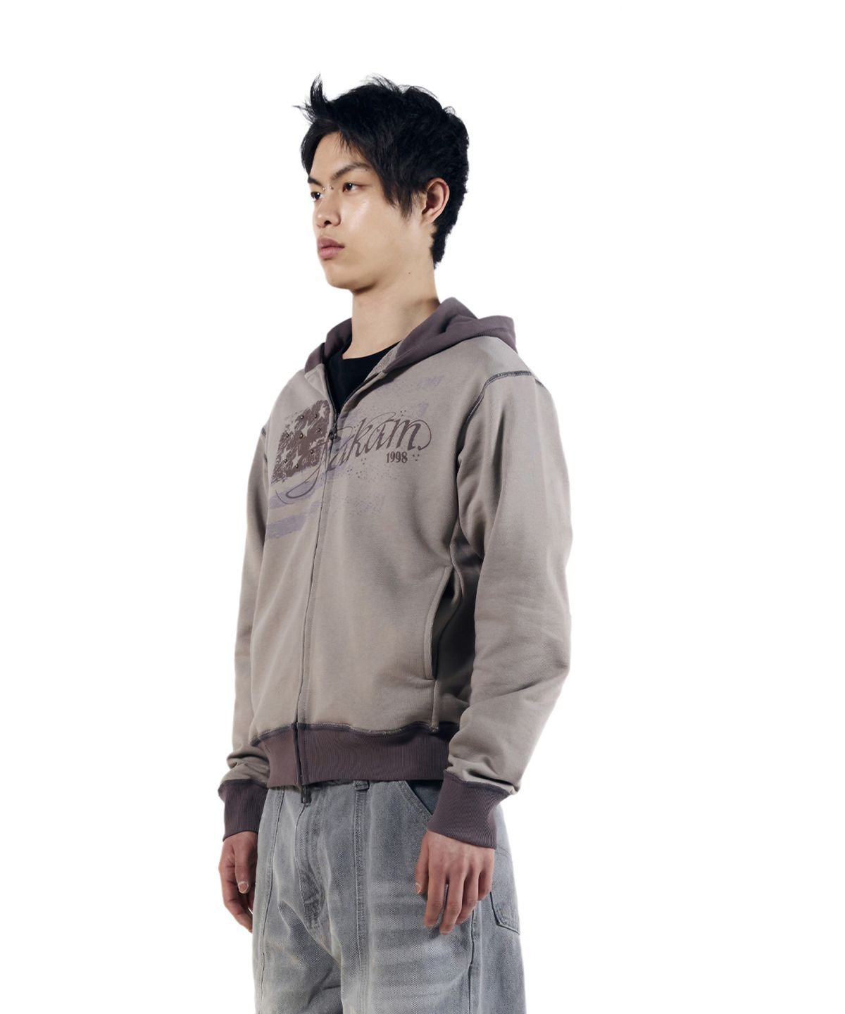 아캄(AAKAM) Star-Spangled Zip-Up hoodie (Brown)