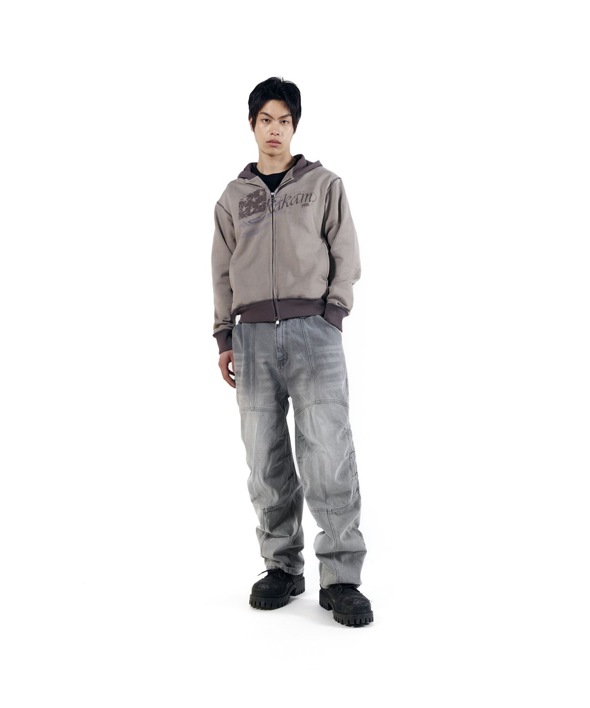 아캄(AAKAM) Star-Spangled Zip-Up hoodie (Brown)