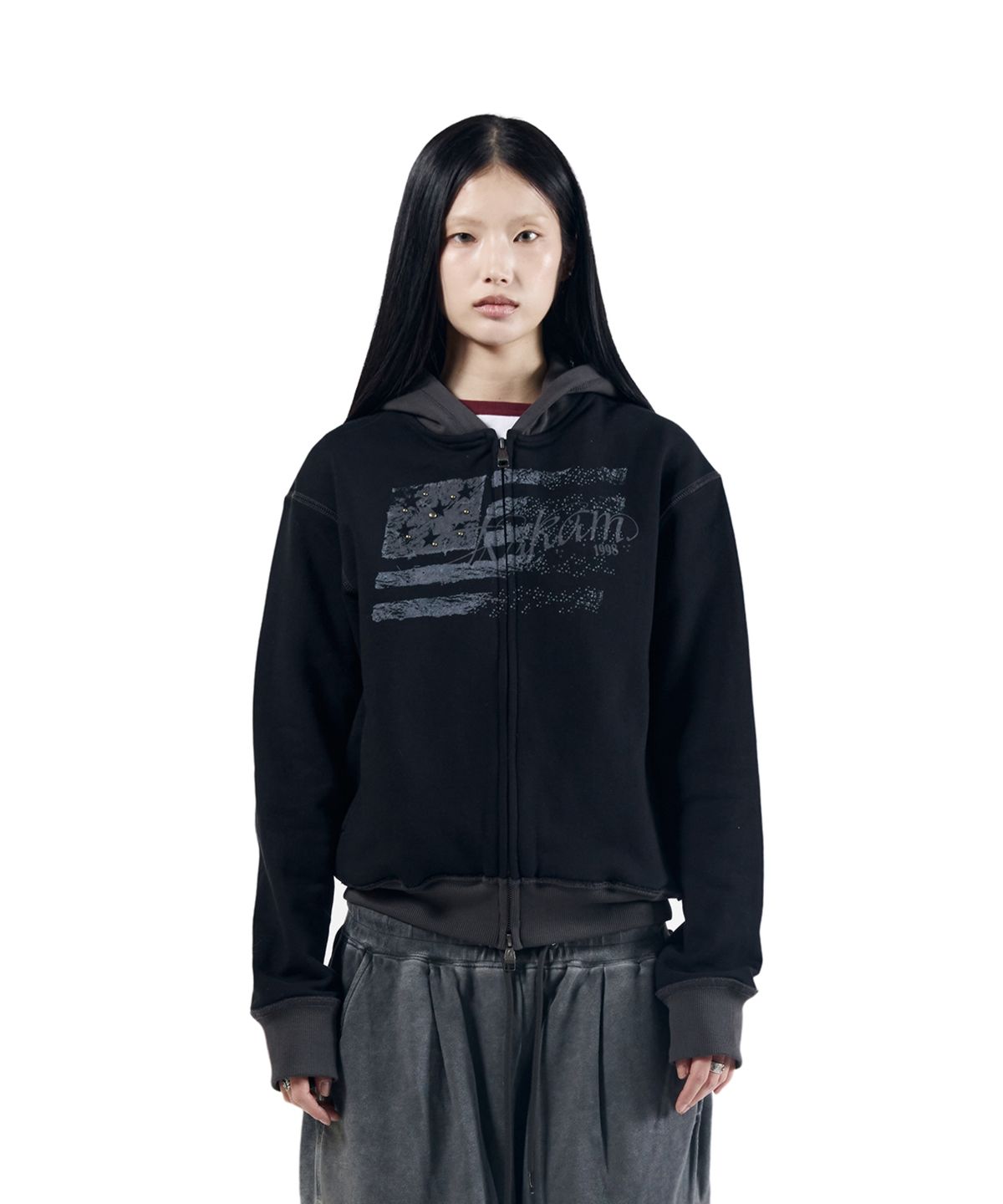아캄(AAKAM) Star-Spangled Zip-Up hoodie (Black)