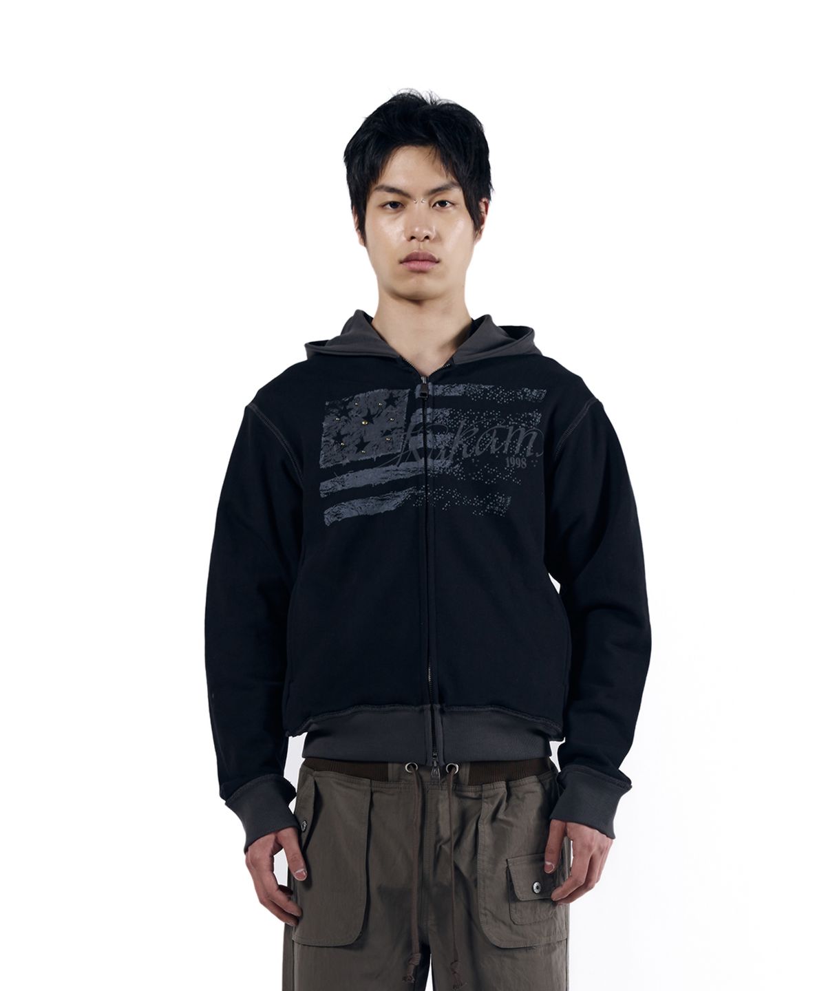 아캄(AAKAM) Star-Spangled Zip-Up hoodie (Black)