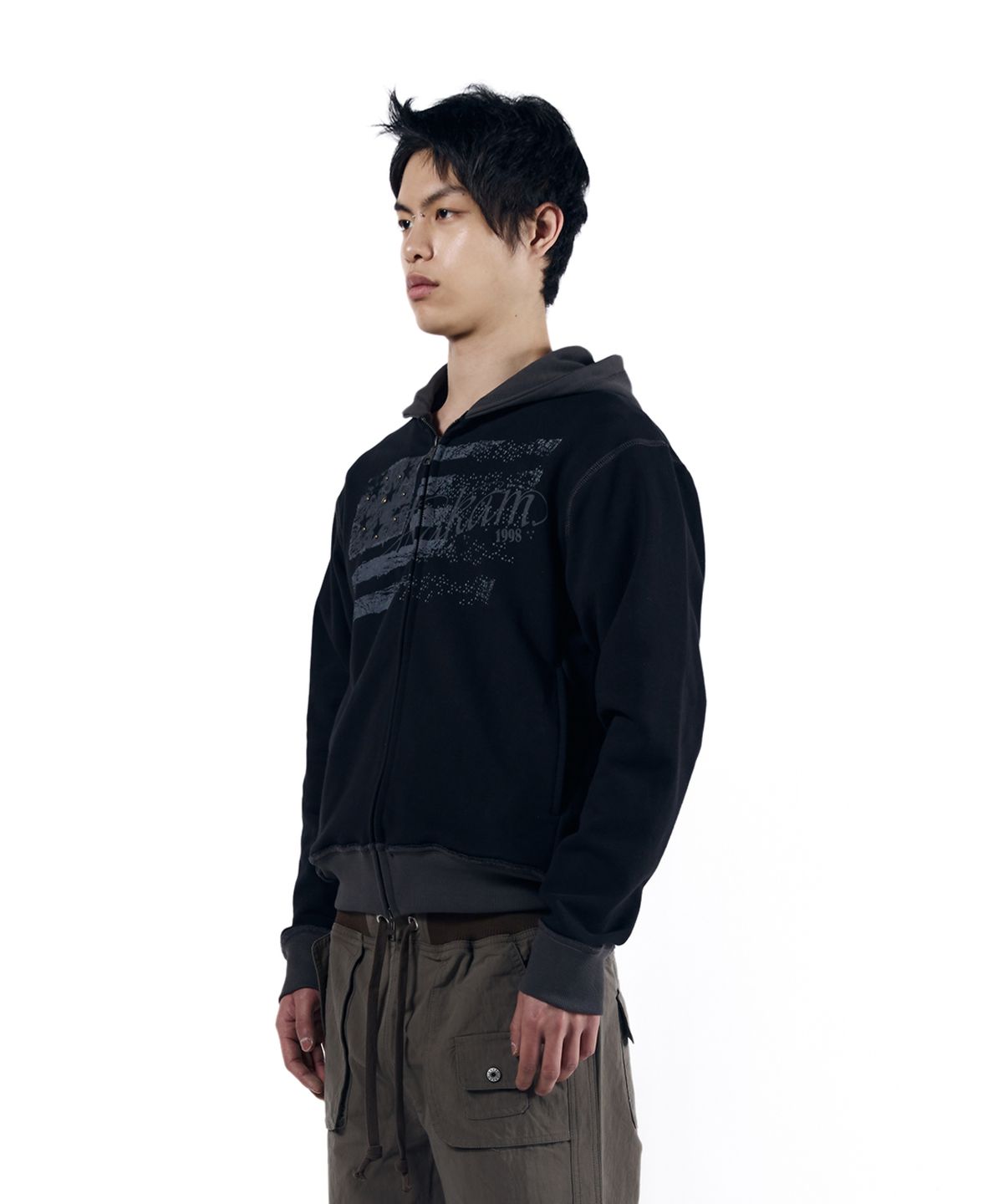 아캄(AAKAM) Star-Spangled Zip-Up hoodie (Black)