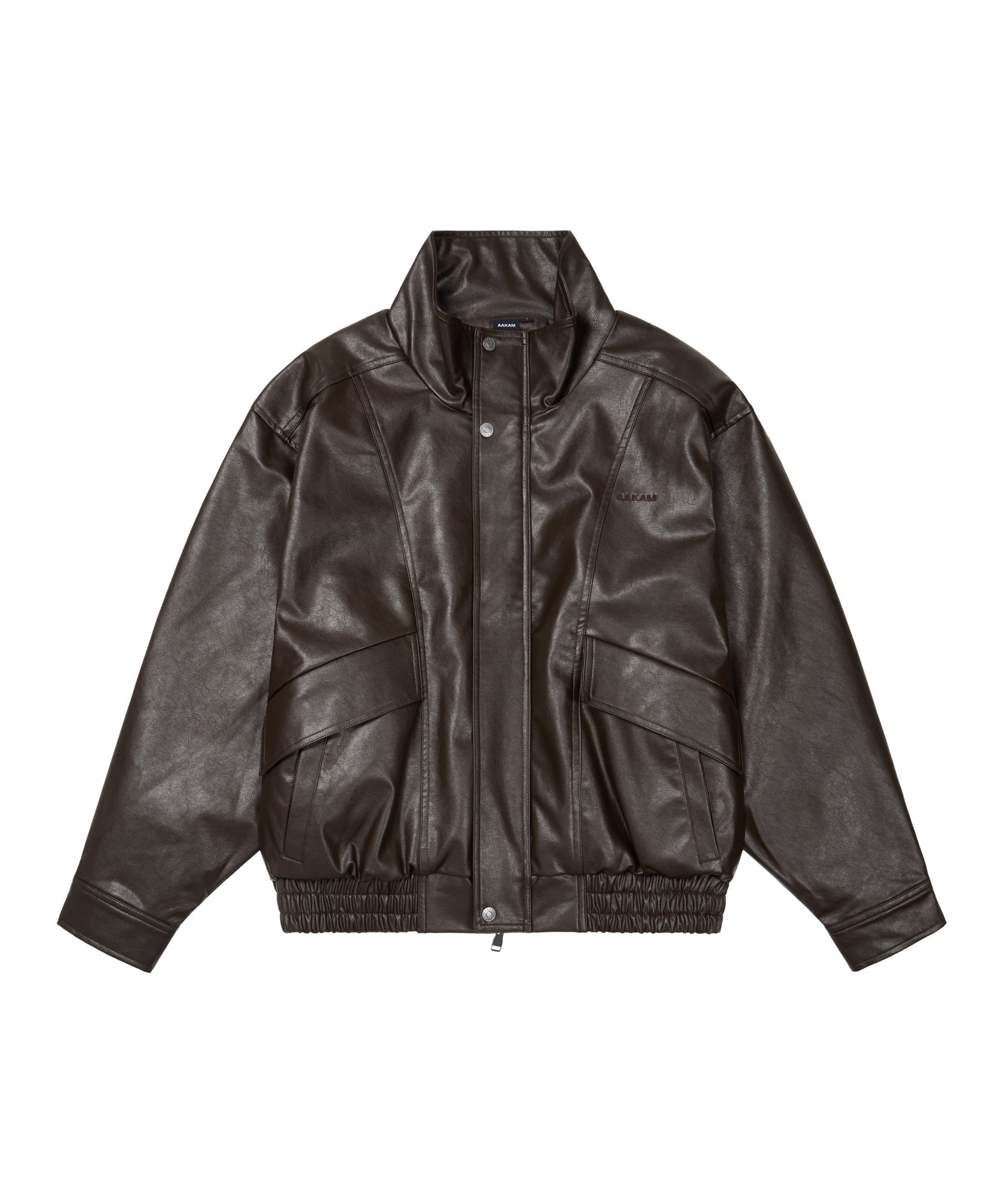 MUSINSA | AAKAM Dad Leather Jacket (Brown)