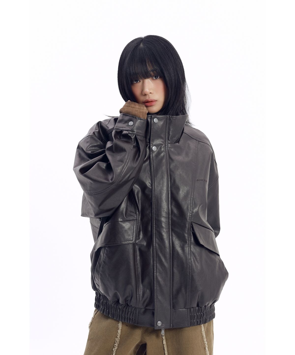 아캄(AAKAM) Dad Leather Jacket (Brown)
