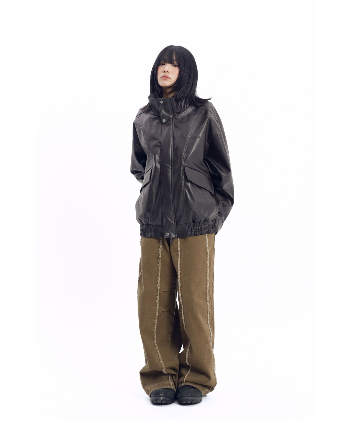 아캄(AAKAM) Dad Leather Jacket (Brown)