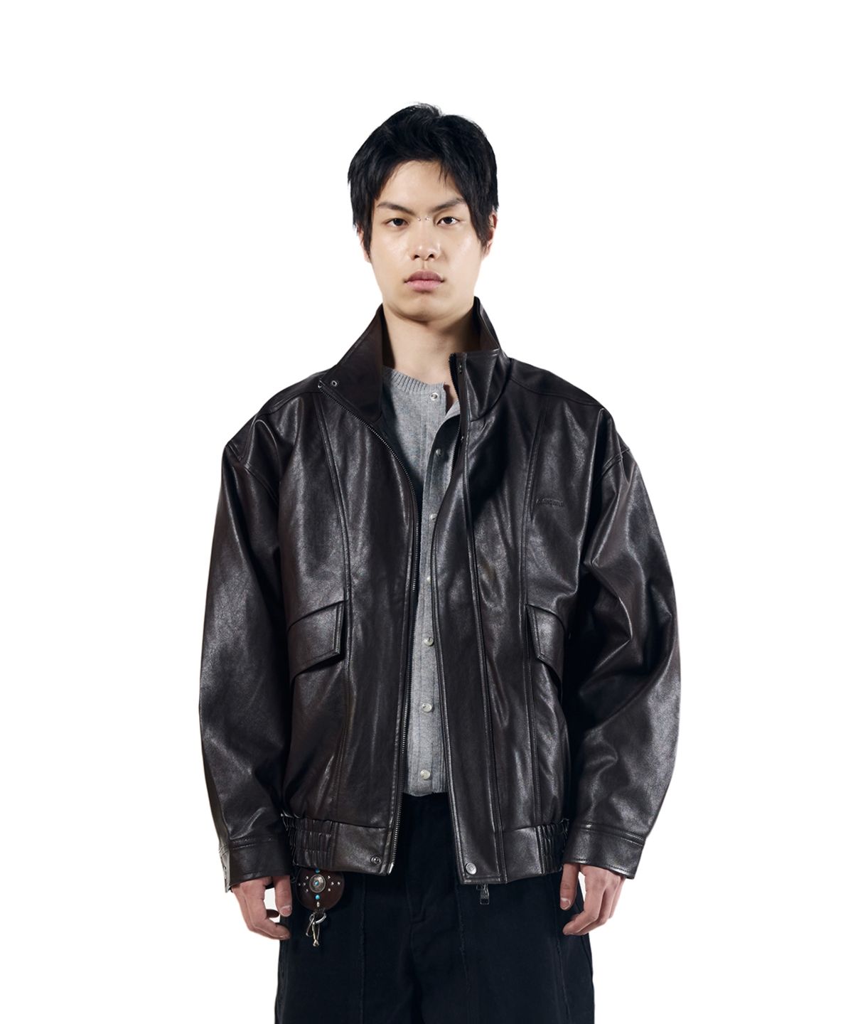 아캄(AAKAM) Dad Leather Jacket (Brown)
