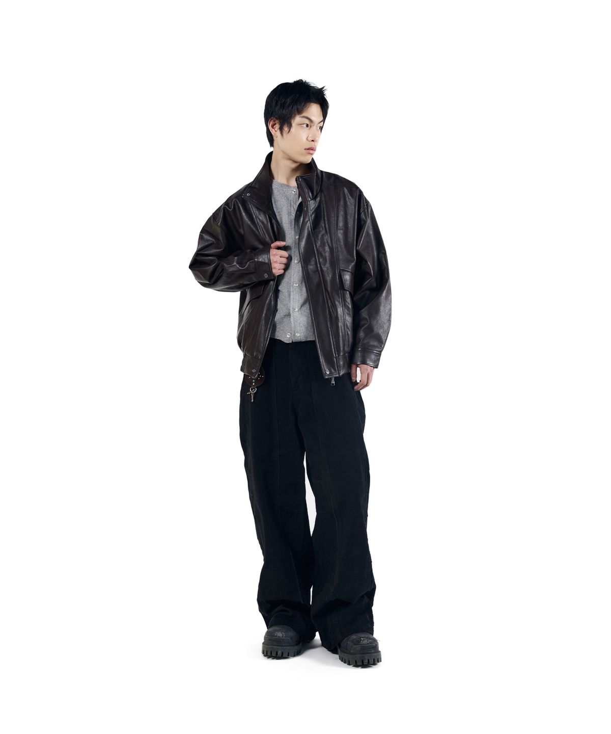 아캄(AAKAM) Dad Leather Jacket (Brown)