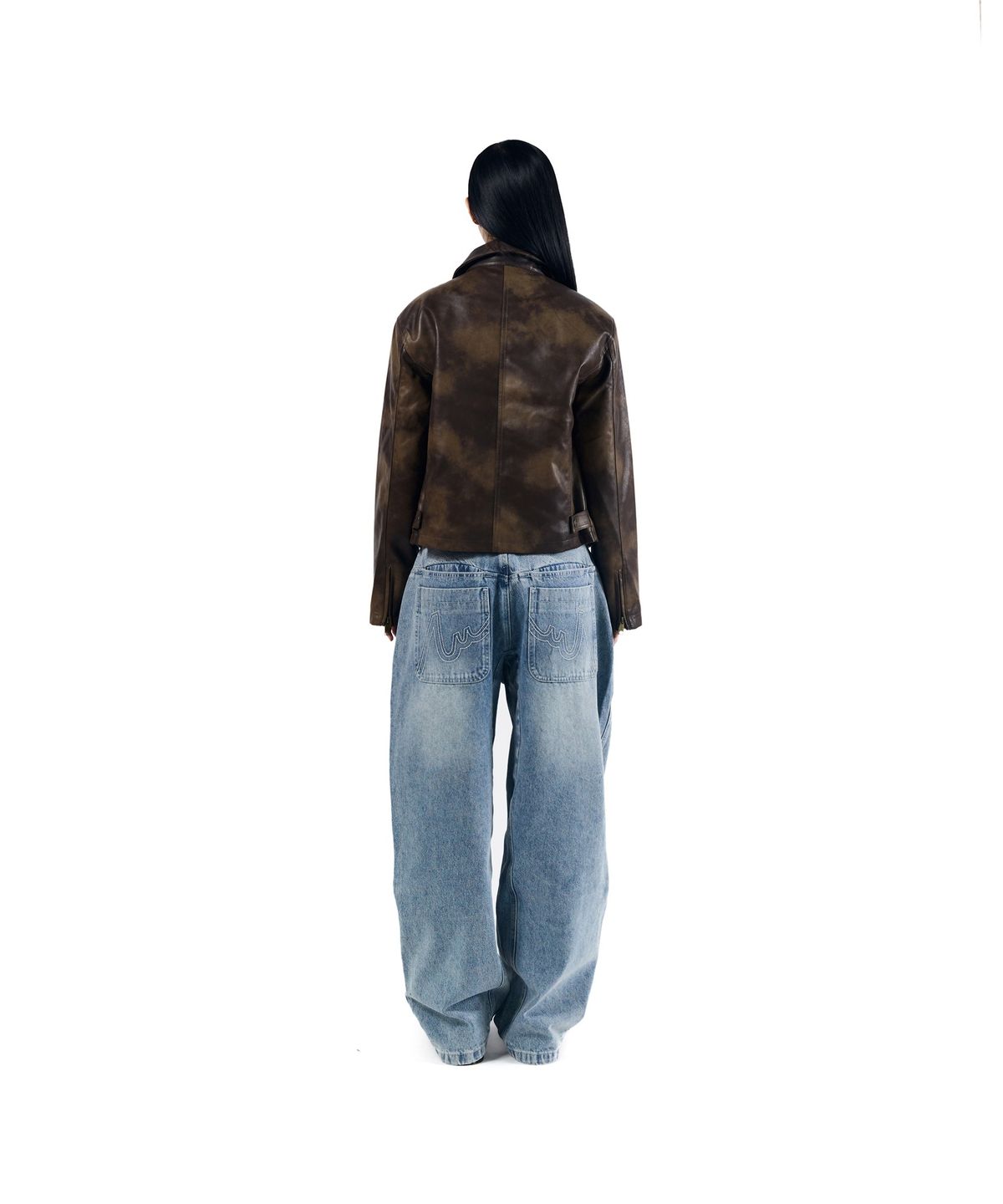 아캄(AAKAM) Salt Washed Leather Jacket (Brown)