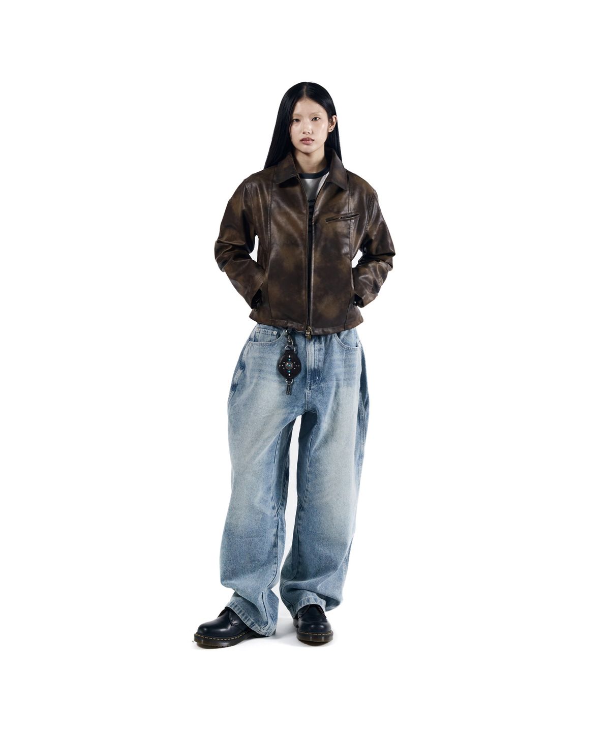 아캄(AAKAM) Salt Washed Leather Jacket (Brown)