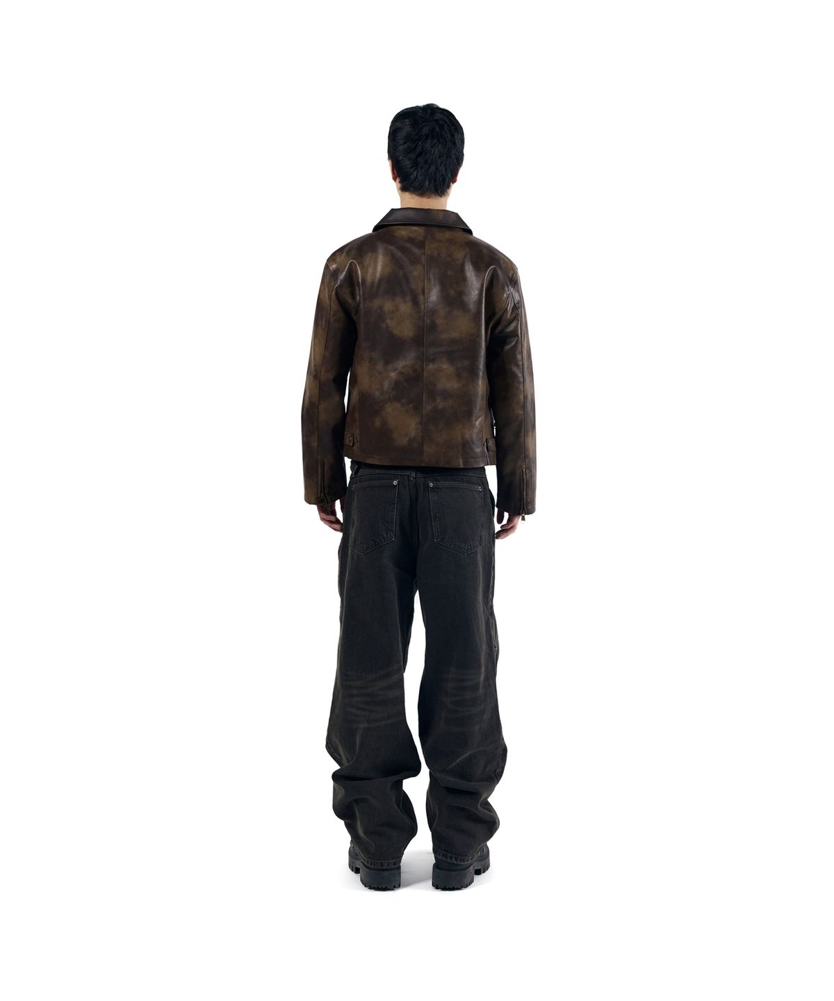 아캄(AAKAM) Salt Washed Leather Jacket (Brown)