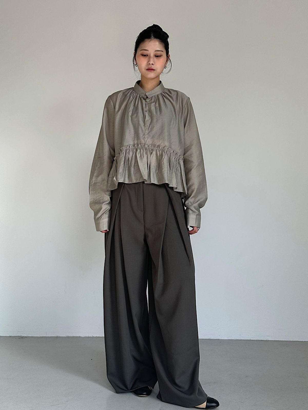 아포엠(APOEM) Folded Line Wide Slacks (2C)