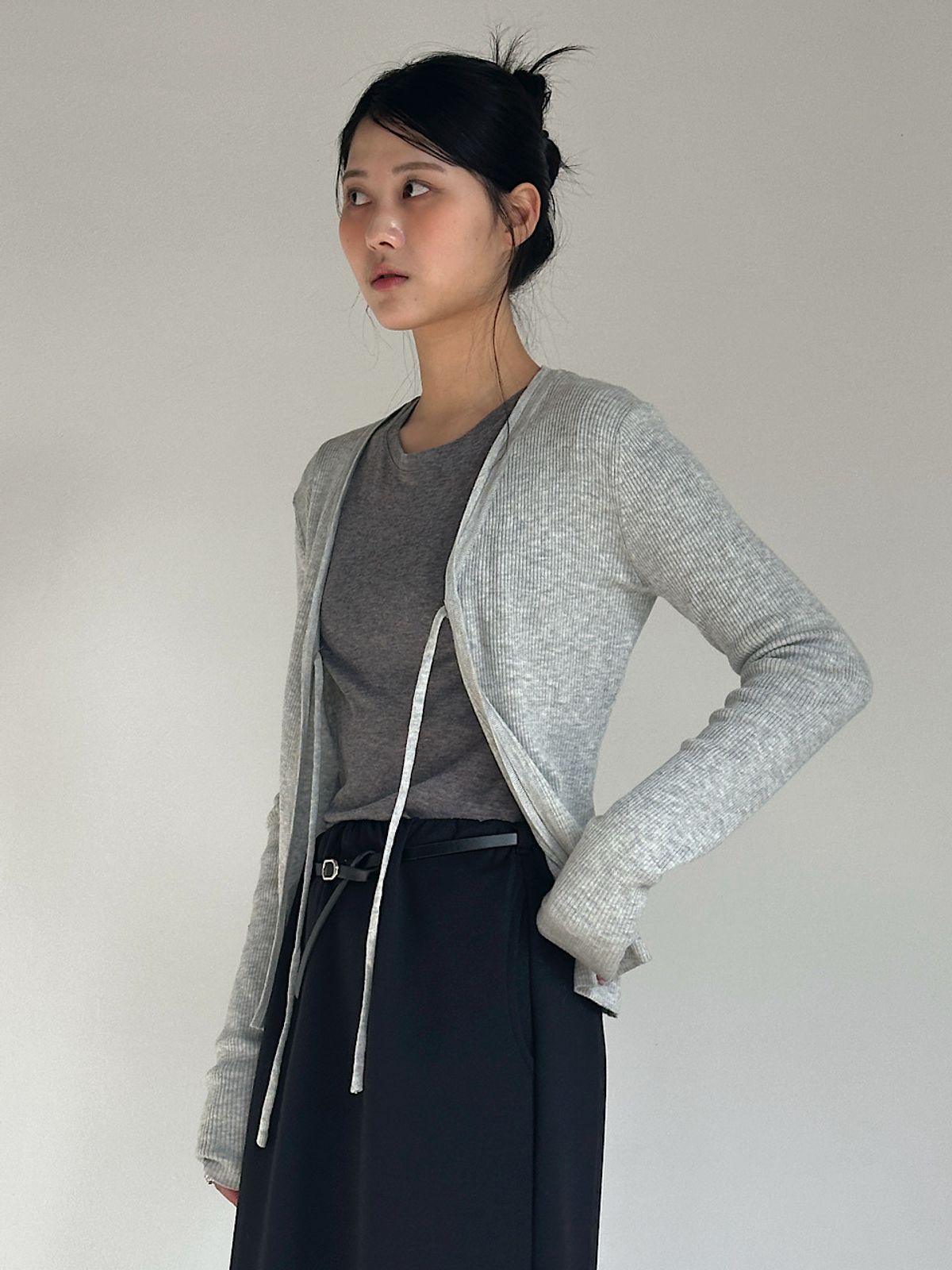 아포엠(APOEM) Tie Rib Cardigan (3C)