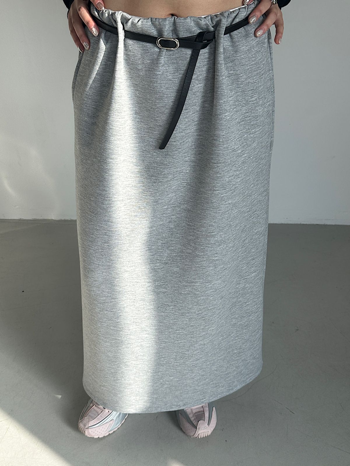 아포엠(APOEM) Belted Jersey Skirt (2C)