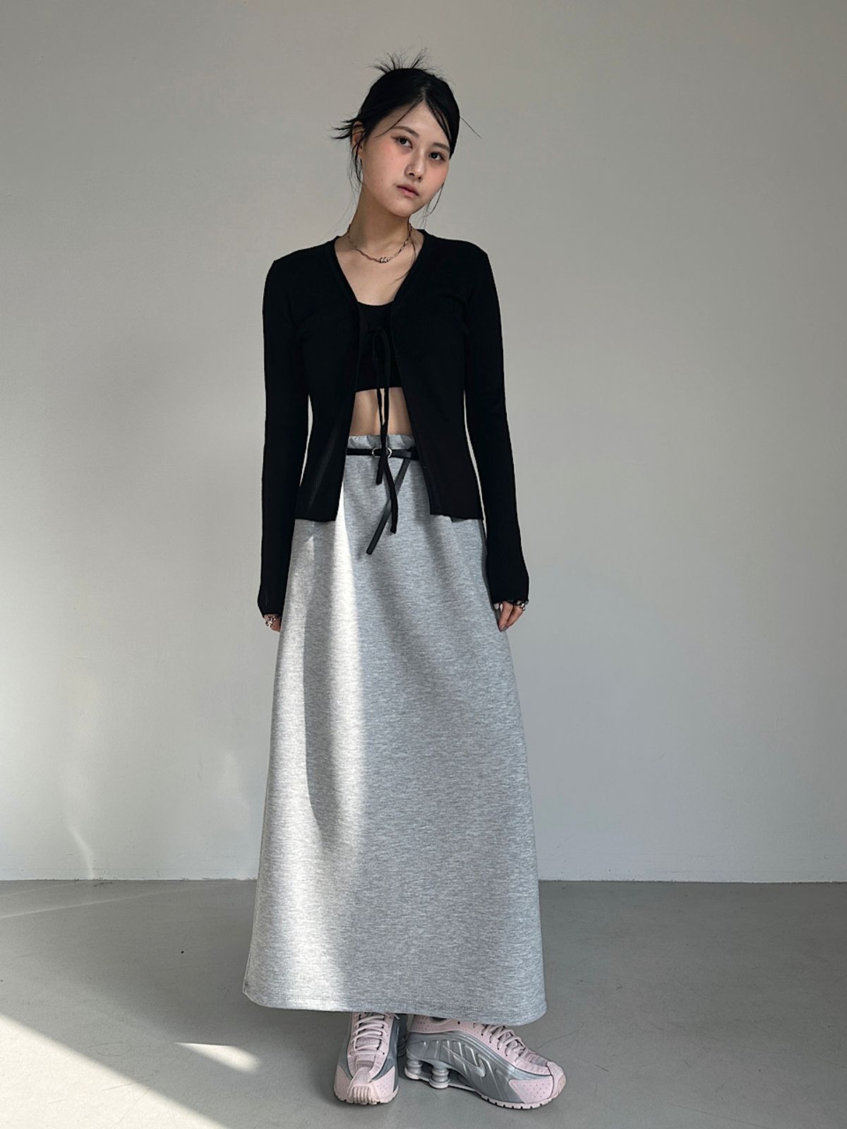 아포엠(APOEM) Belted Jersey Skirt (2C)