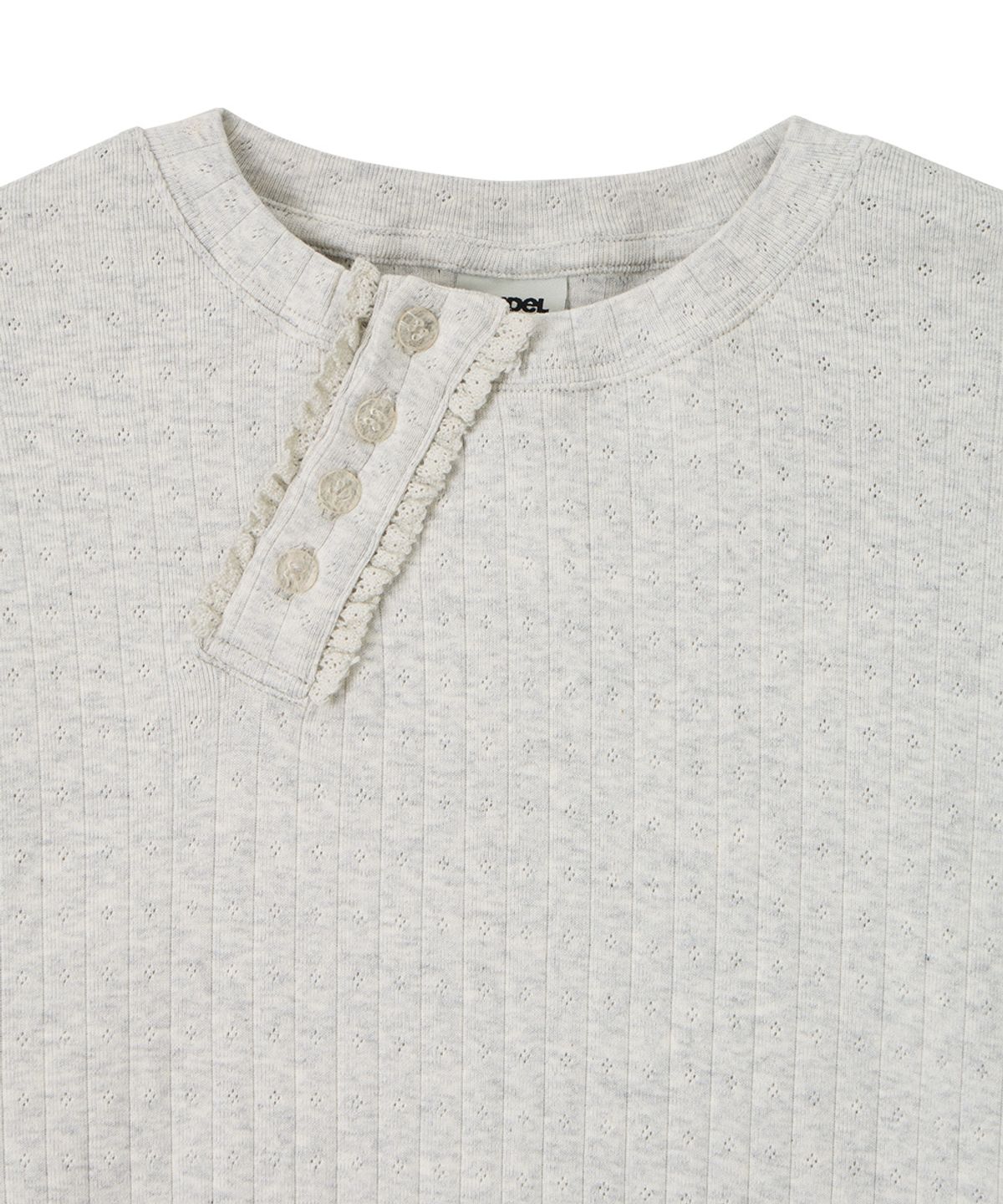 단델(DANDEL) DD diagonal henley neck long sleeve (LIGHT GREY)
