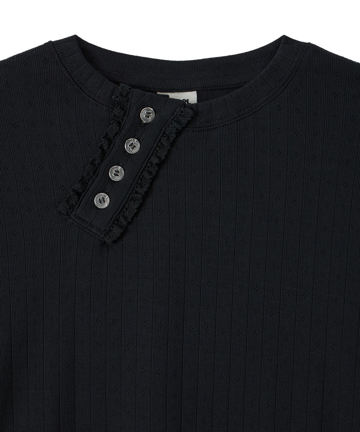단델(DANDEL) DD diagonal henley neck long sleeve (BLACK)