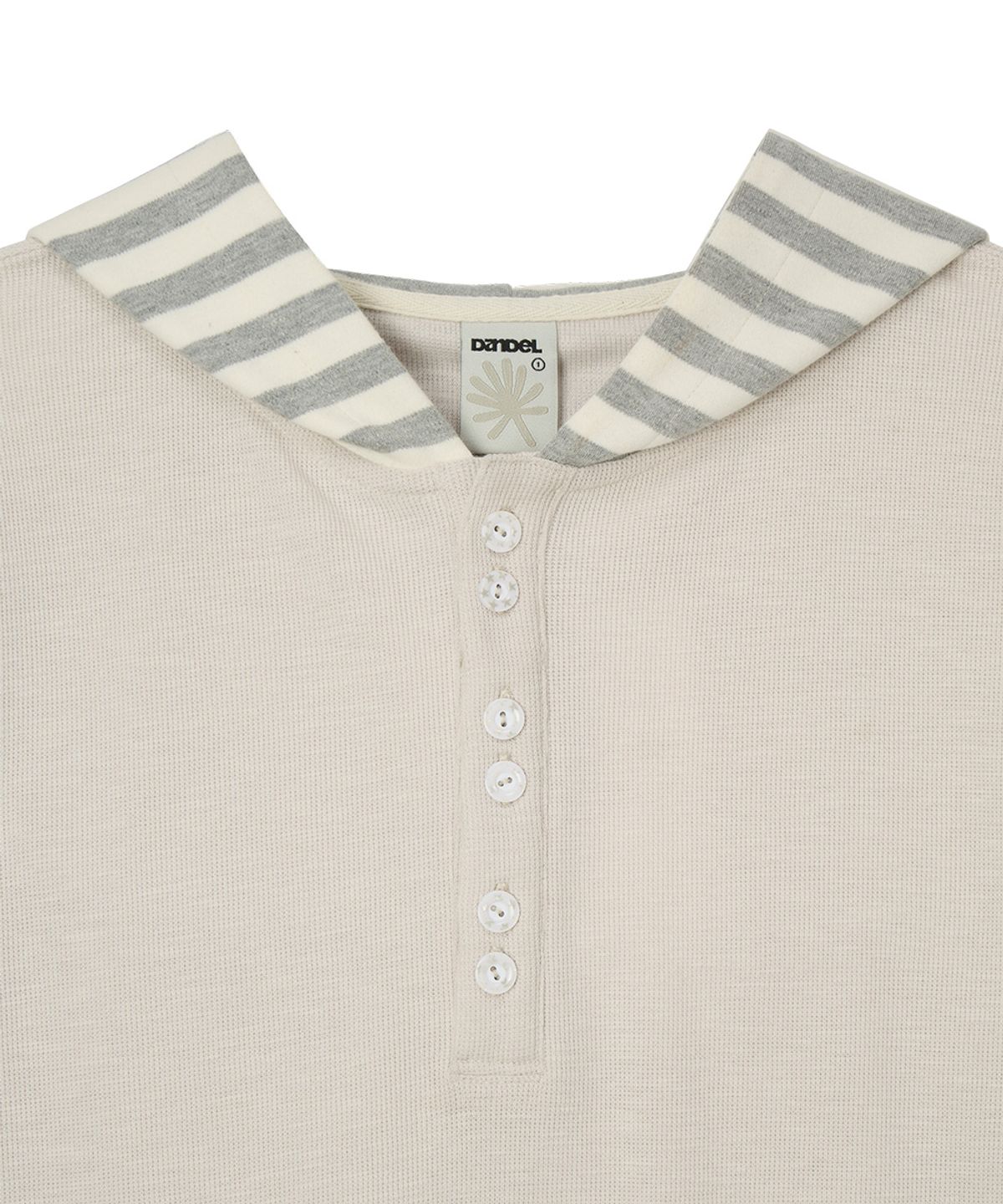 단델(DANDEL) DD stripe layered hooded long sleeve (DUST CREAM)