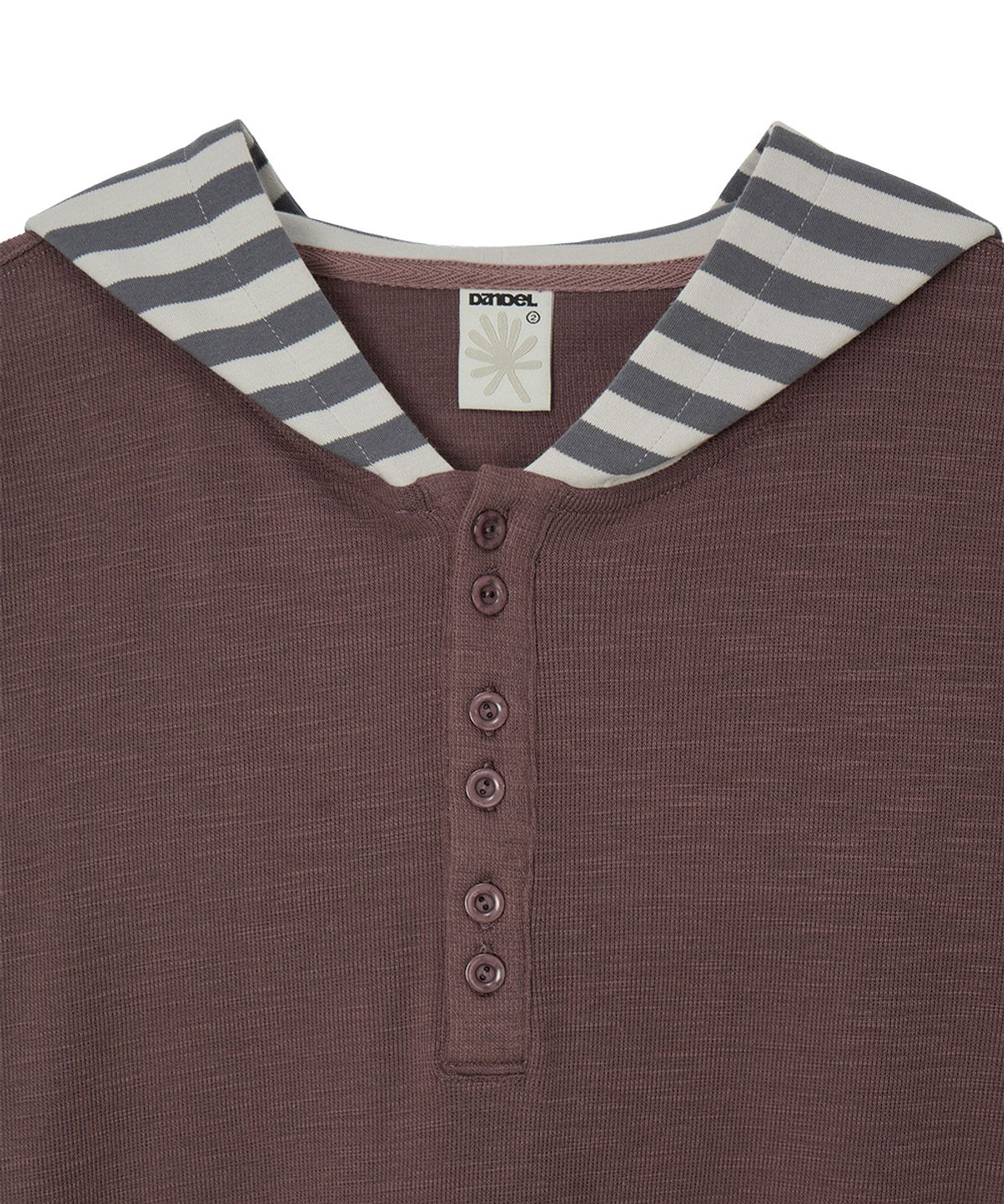 단델(DANDEL) DD stripe layered hooded long sleeve (WINE)