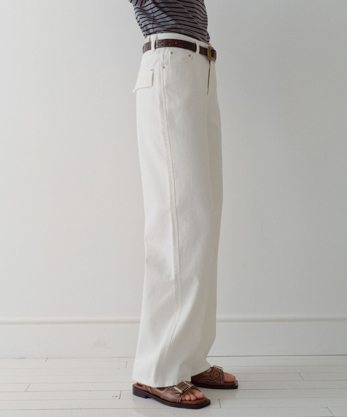 엔오르(EN OR) COLOR COTTON STRAIGHT PANTS - IVORY