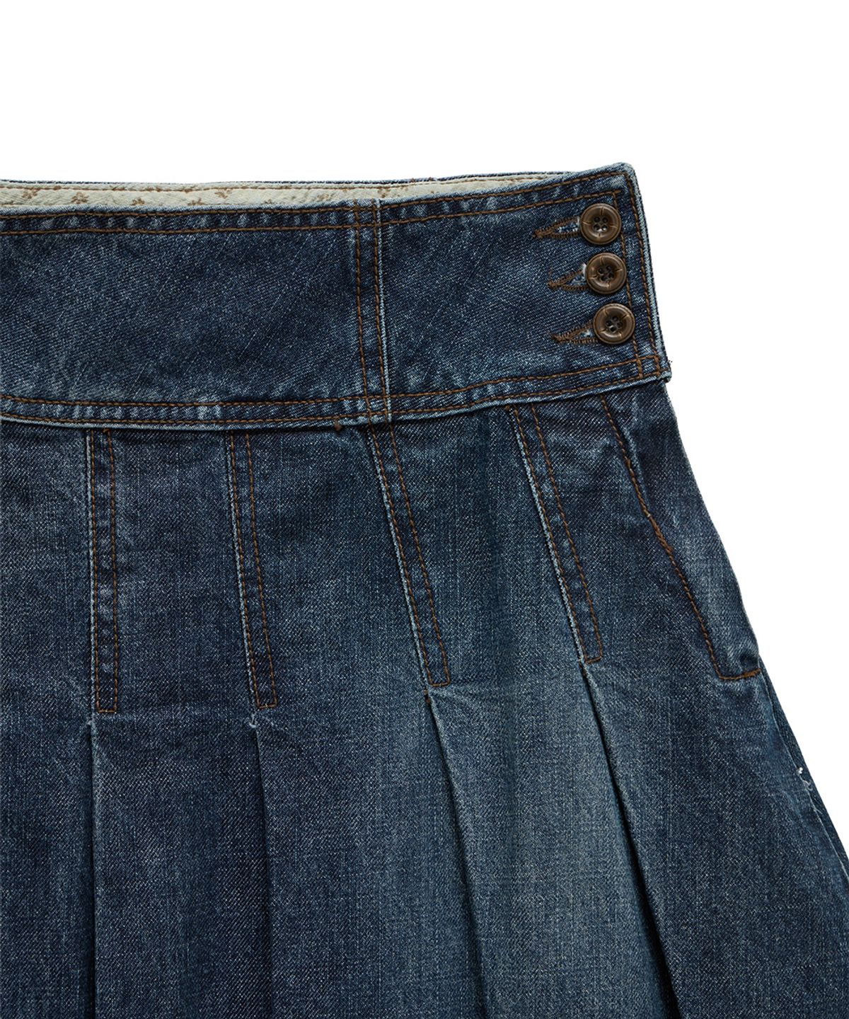 단델(DANDEL) DD four-stitch denim skirt (INDIGO)