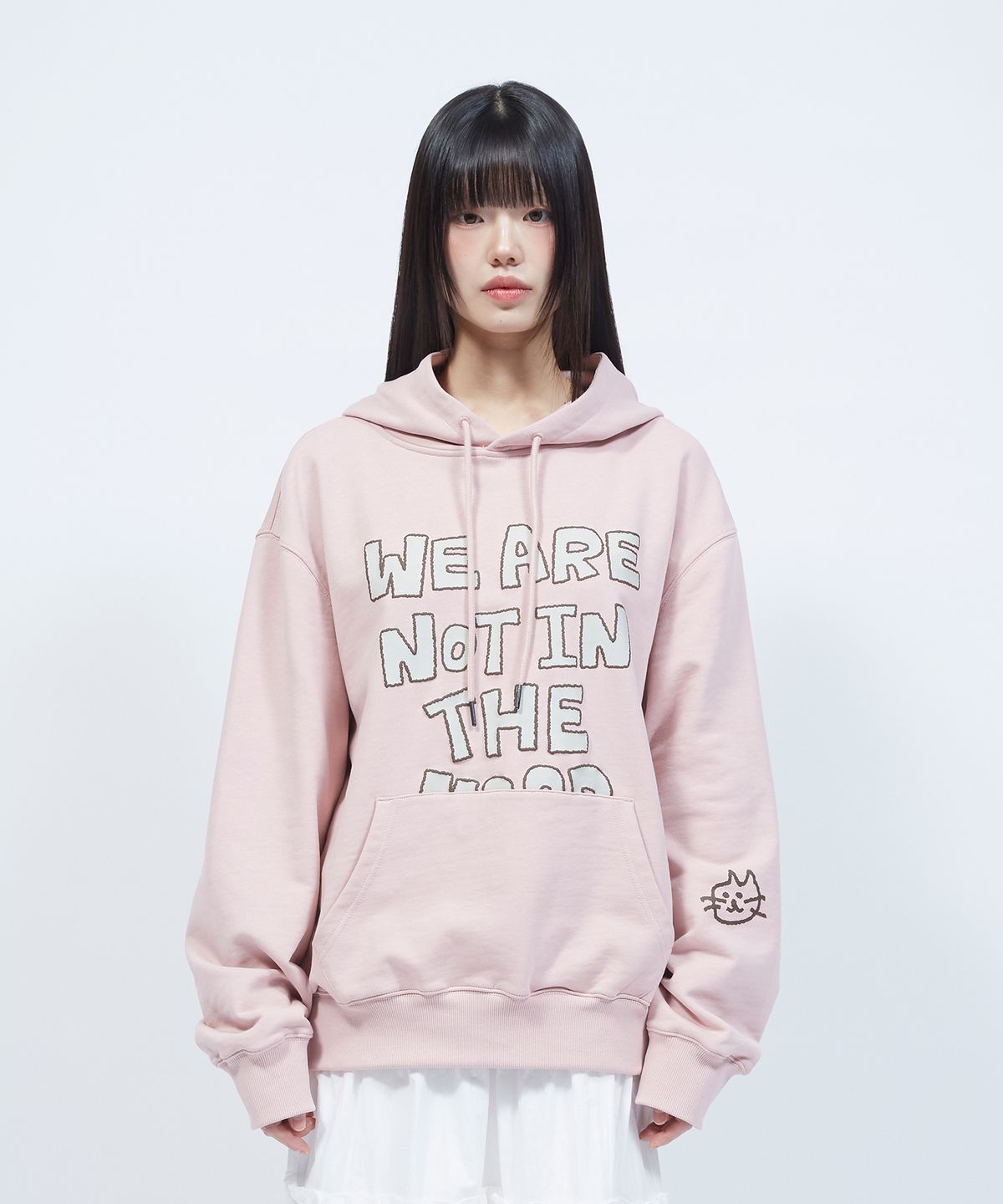 엘엠알(LMR) 레터링 캣 포인트 그래픽 후드 PINK
