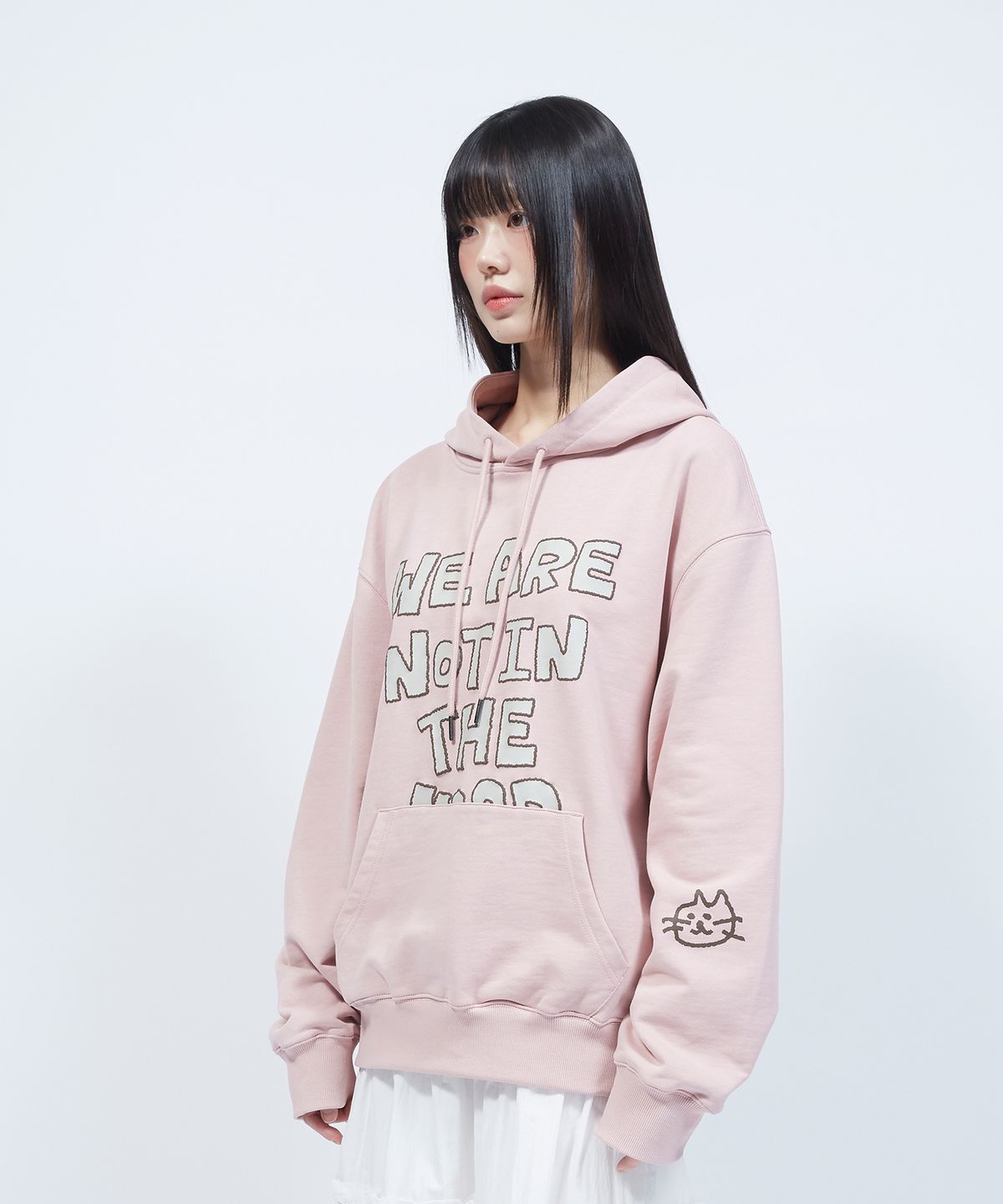 엘엠알(LMR) 레터링 캣 포인트 그래픽 후드 PINK