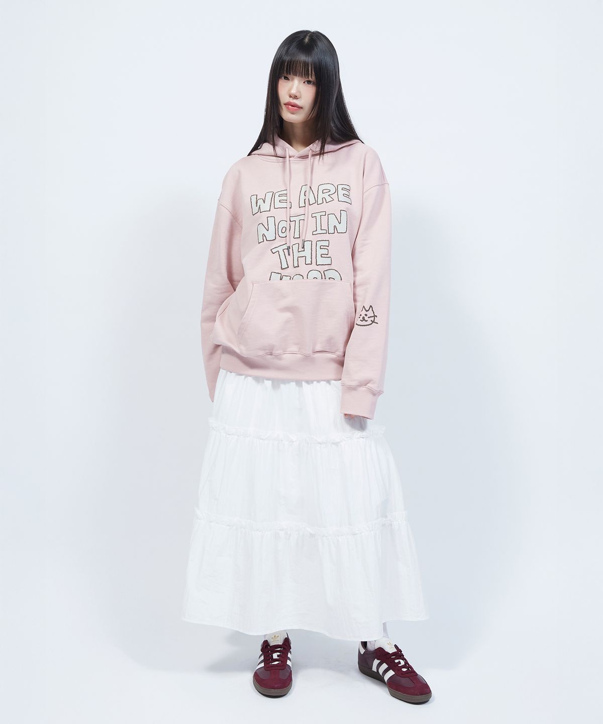 엘엠알(LMR) 레터링 캣 포인트 그래픽 후드 PINK
