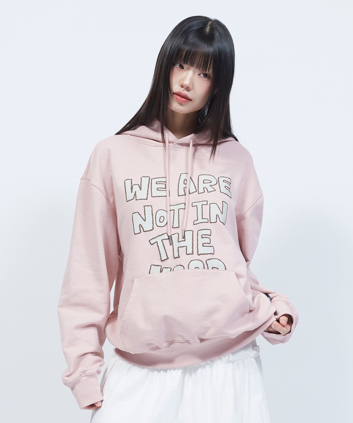 엘엠알(LMR) 레터링 캣 포인트 그래픽 후드 PINK