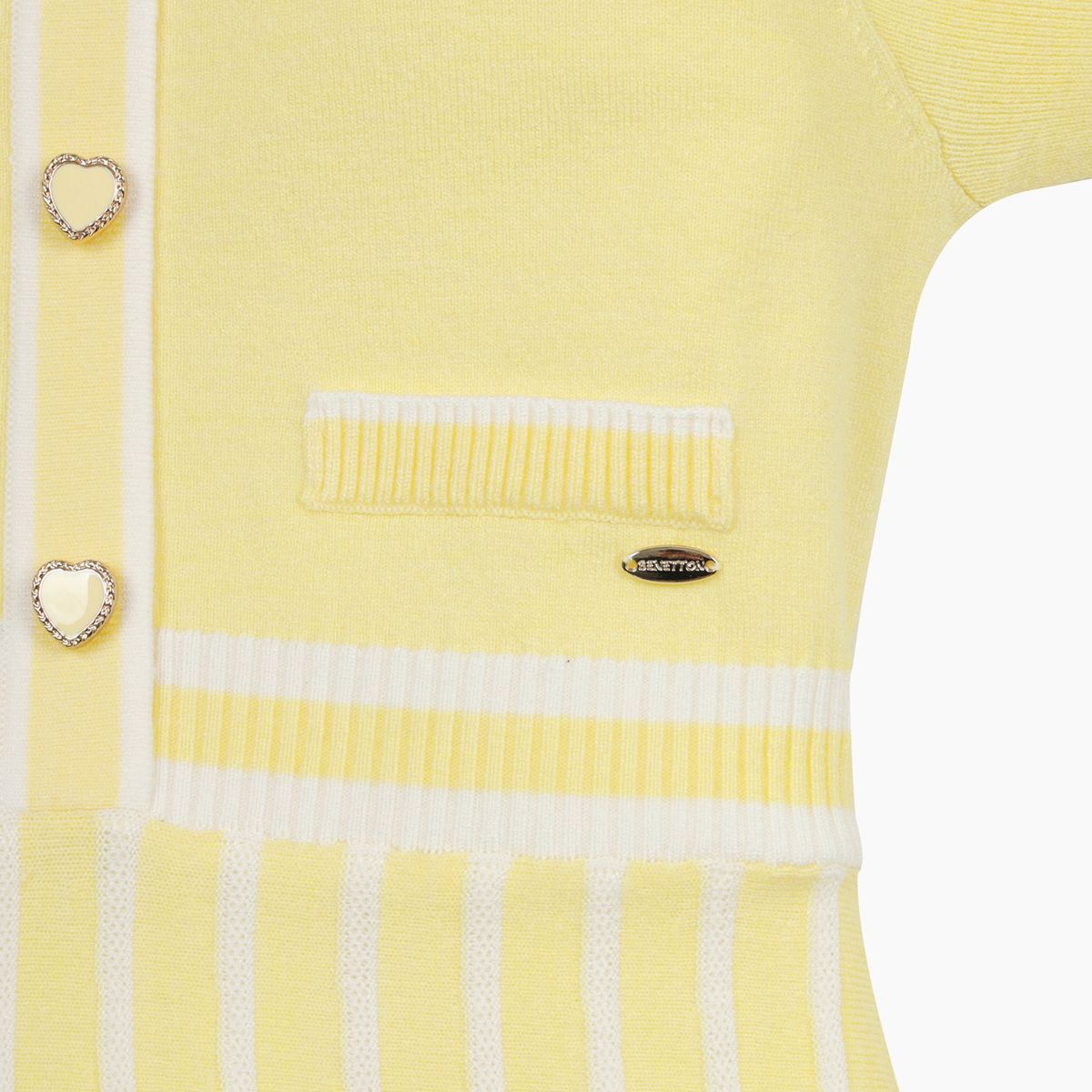 베네통키즈(BENETTONKIDS) 레이스 카라 니트 원피스_QAOP07611YE