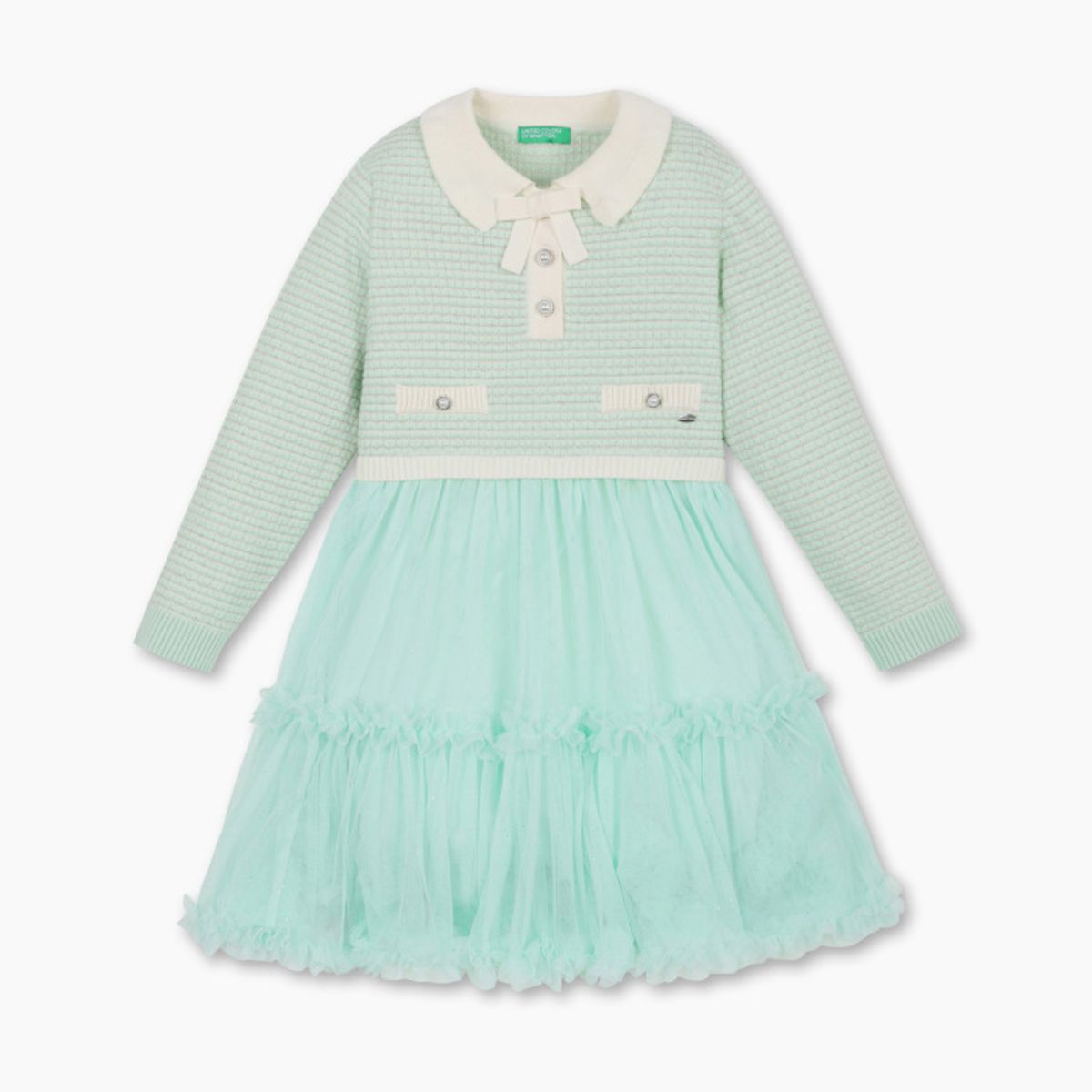 베네통키즈(BENETTONKIDS) 트위드 샤 니트 원피스_QAOP08611MT