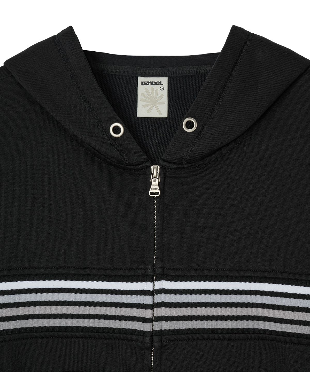 단델(DANDEL) DD chest panel hoodie zip-up (BLACK)
