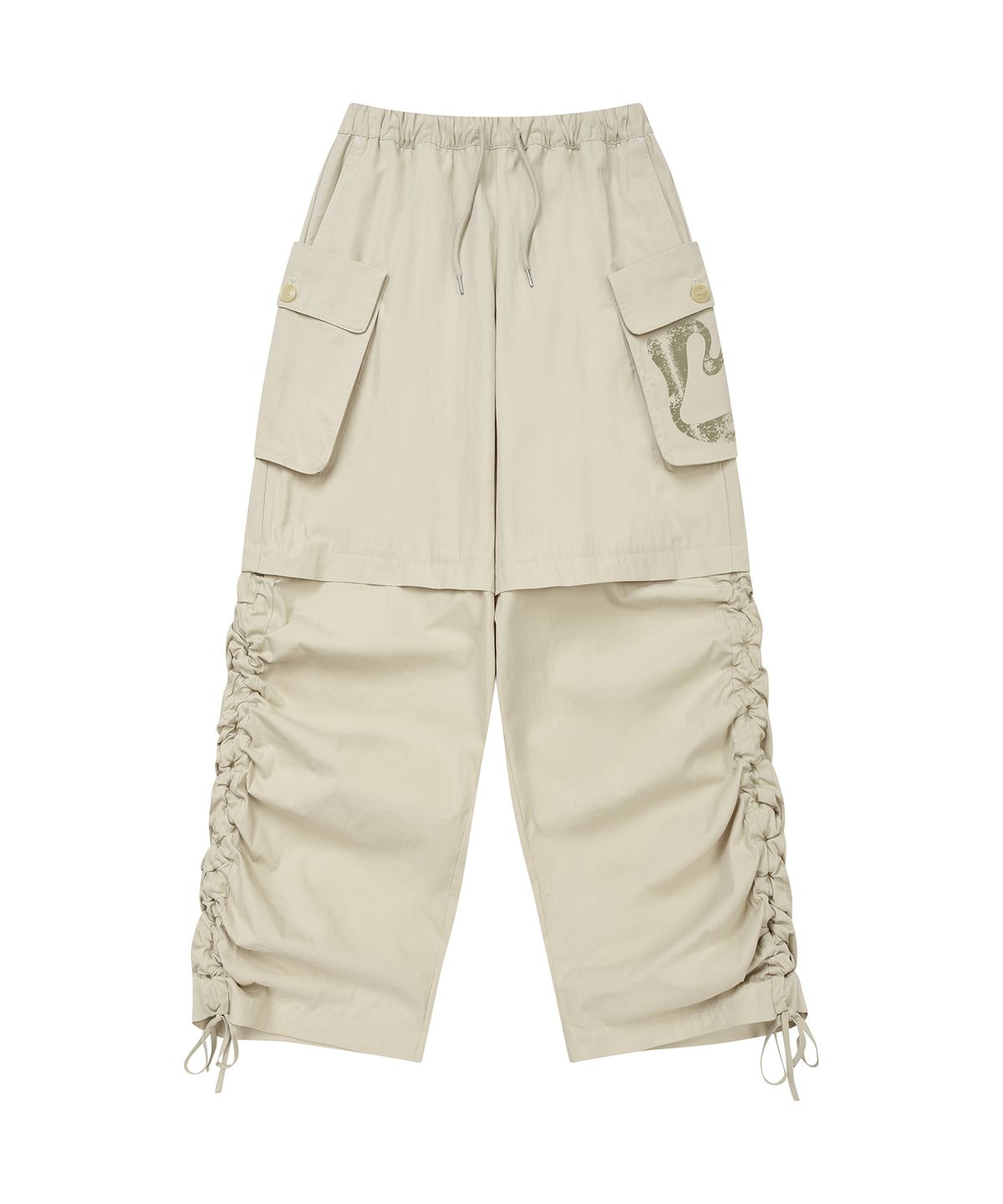 엘엠알(LMR) 셔링 포인트 스트링 카고 팬츠 BEIGE