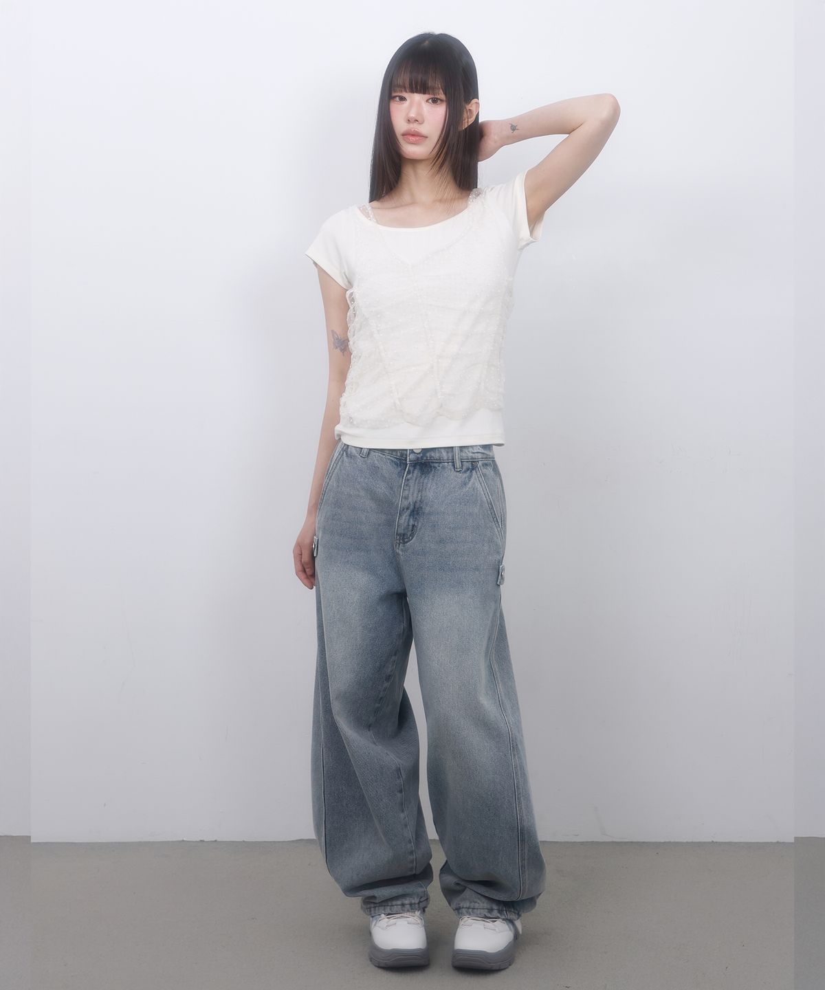 엘엠알(LMR) 투웨이 벌룬 워싱 데님 팬츠 LIGHT BLUE