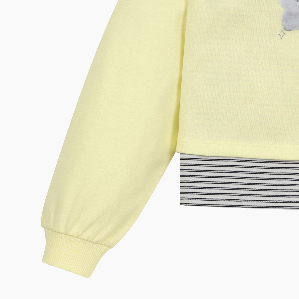 베네통키즈(BENETTONKIDS) 하트 캣 레이어드 맨투맨_QAMT09611LA