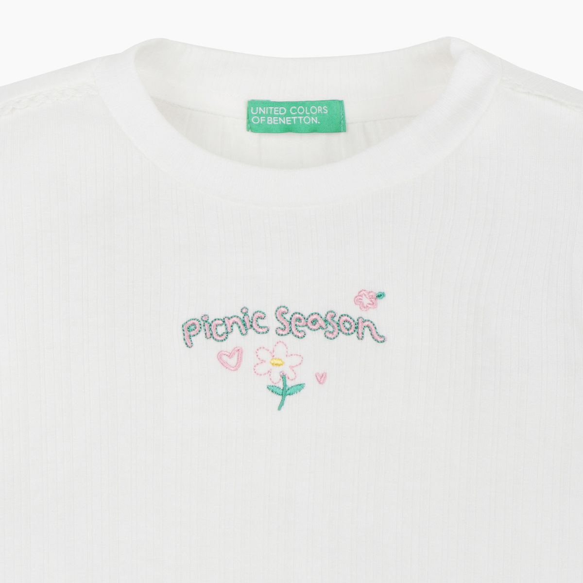 베네통키즈(BENETTONKIDS) 플라워 가든 골지 티셔츠_QATS07611IV