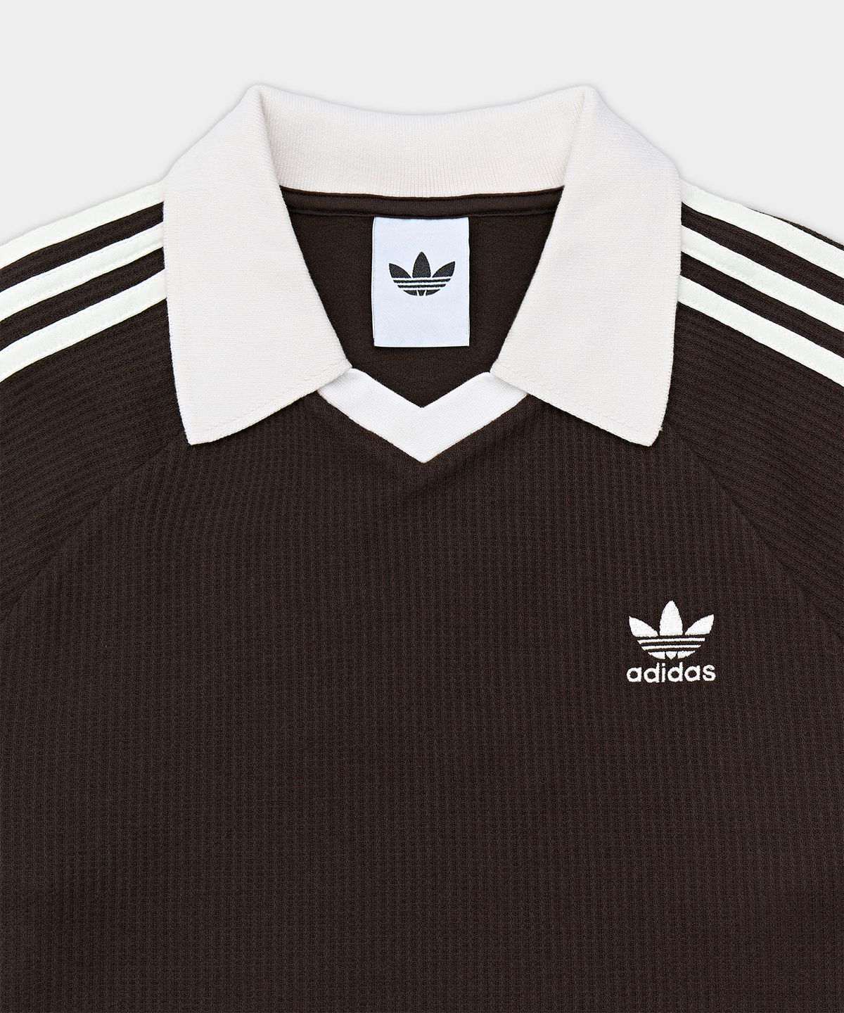 아디다스(ADIDAS) 와플 롱 슬리브 폴로 티 - 다크브라운 / KQ6868
