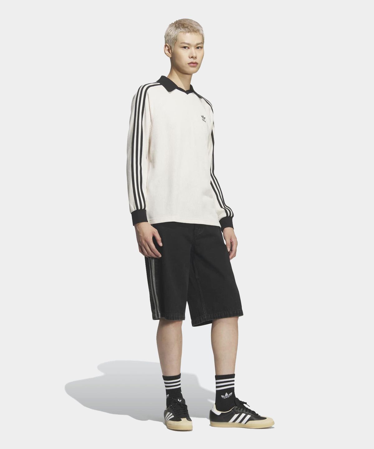 아디다스(ADIDAS) 와플 롱 슬리브 폴로 티 - 원더화이트 / KQ6867
