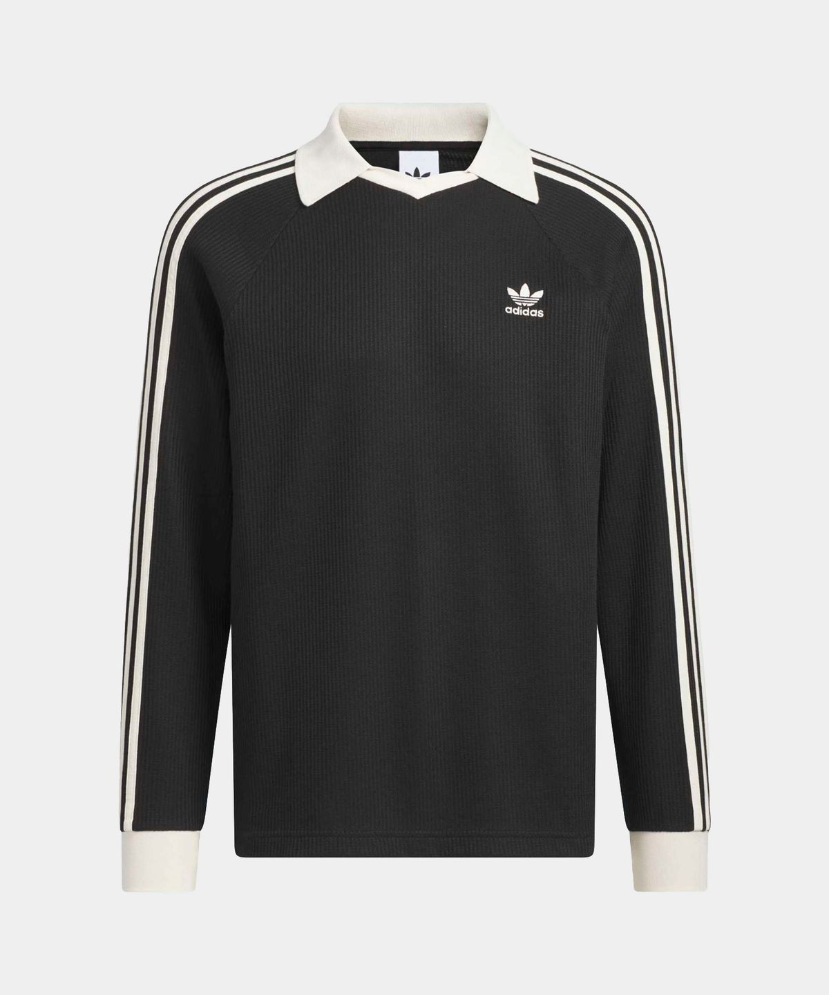 아디다스(ADIDAS) 와플 롱 슬리브 폴로 티 - 블랙 / KQ6866