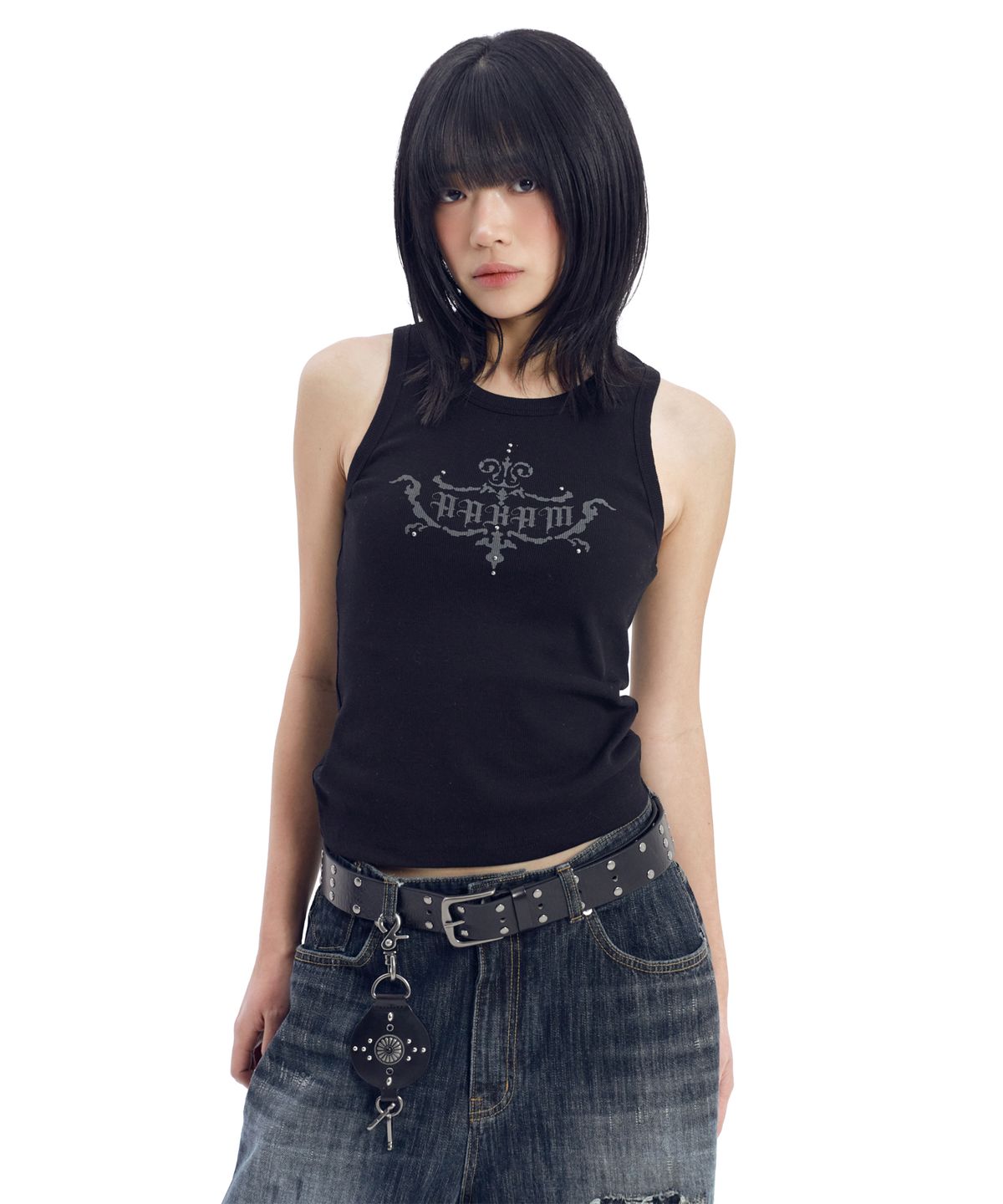 아캄(AAKAM) Circle Studded Belt (Black)