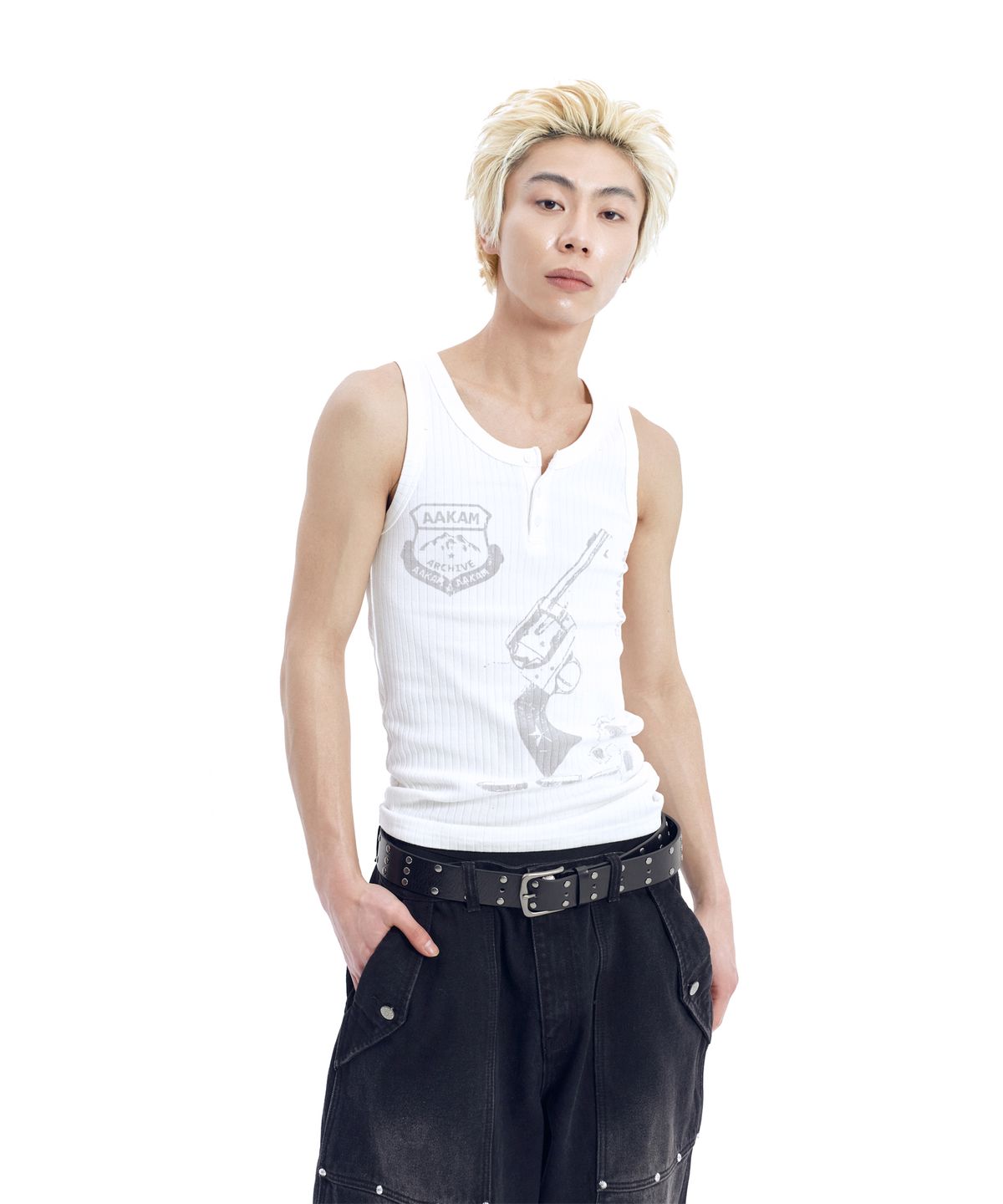 아캄(AAKAM) Circle Studded Belt (Black)