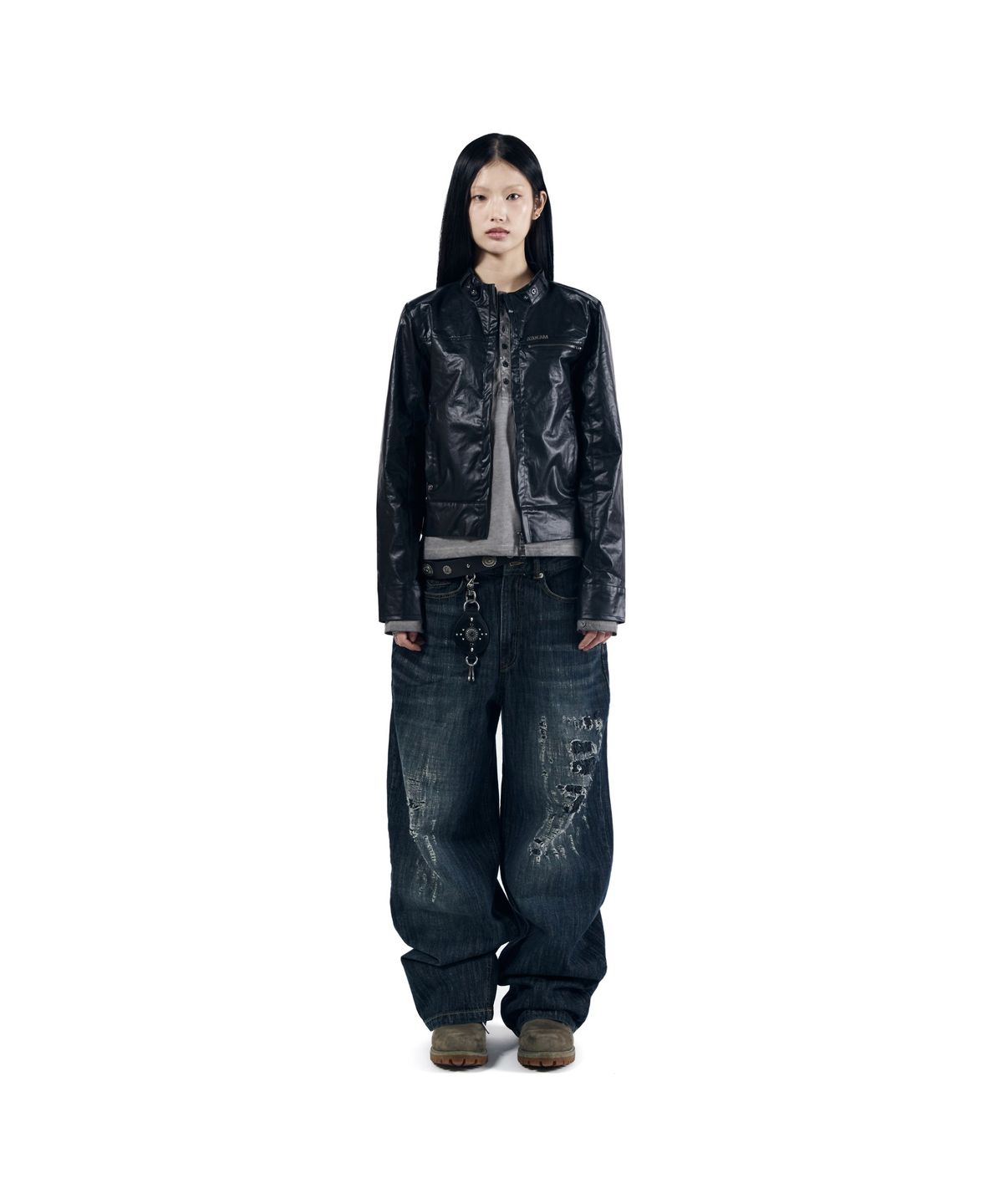 아캄(AAKAM) Scratched Denim Pants (Indigo)